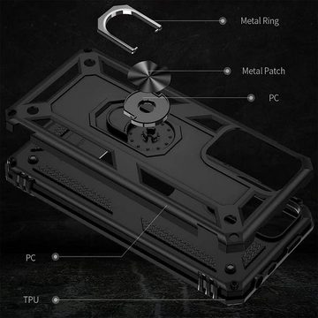 CoolGadget Handyhülle Armor Shield Case für Xiaomi Redmi Note 11 / 11S 6,43 Zoll, Outdoor Cover Magnet Ringhalterung Handy Hülle für Redmi Note 11, 11S