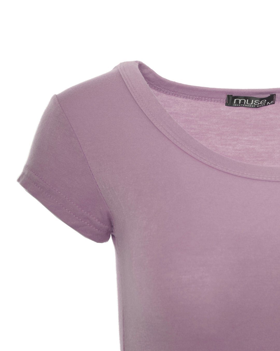 Muse T-Shirt Basic Kurzarm T-Shirt Skinny Fit 1001