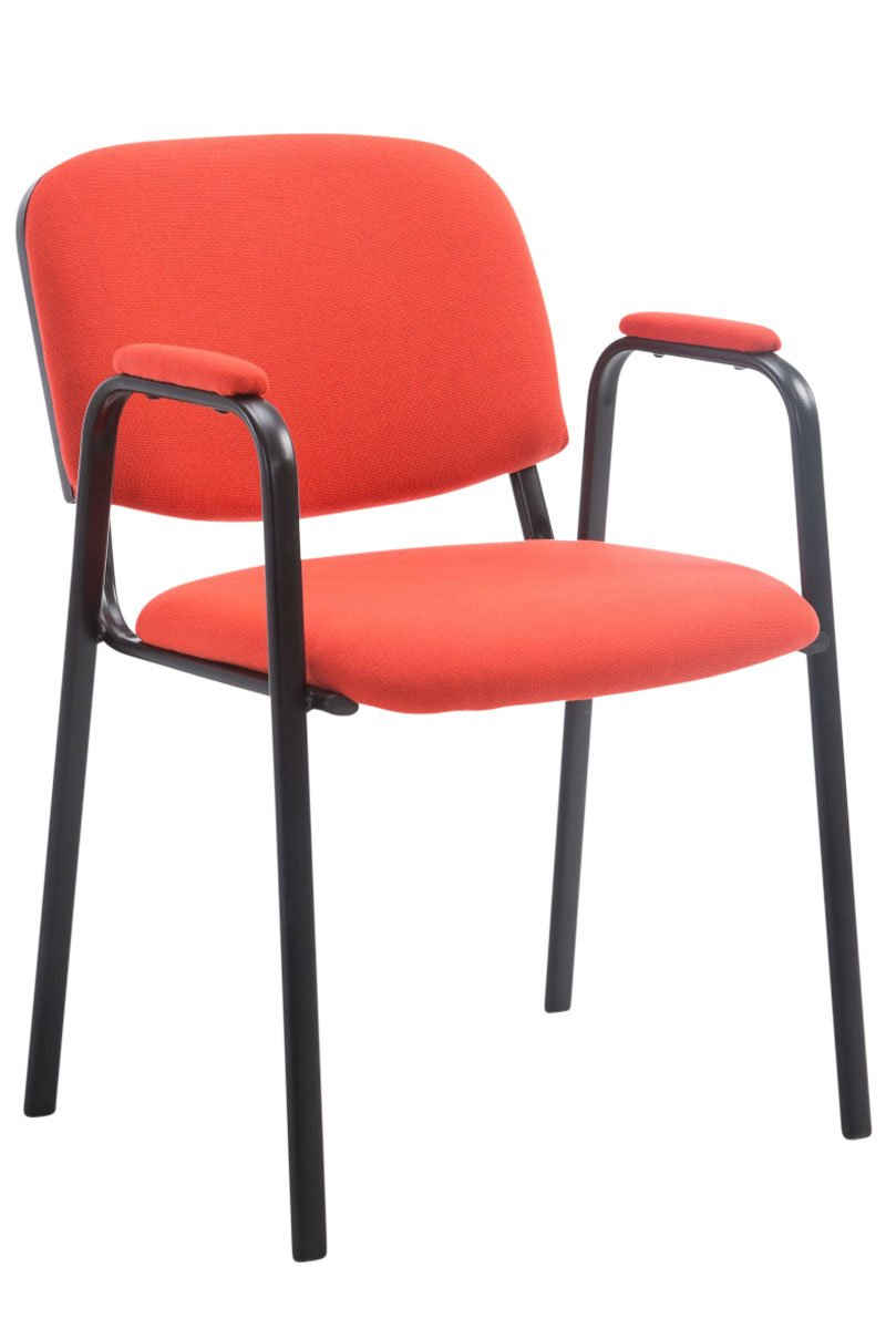 TPFLiving Besucherstuhl Keen mit hochwertiger Polsterung - Konferenzstuhl (Besprechungsstuhl - Warteraumstuhl - Messestuhl), Gestell: Metall schwarz - Sitzfläche: Stoff rot