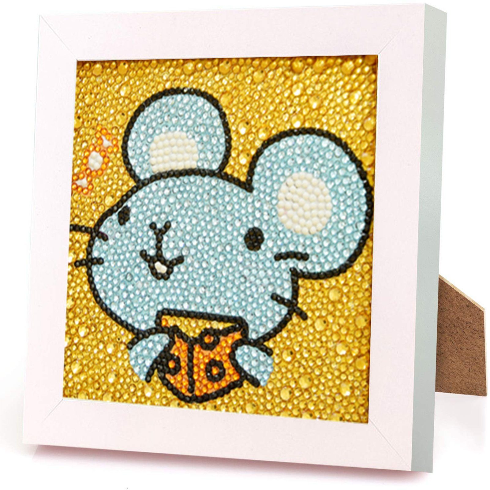Vivi Idee Gemälde 5D DIY Diamant Painting Set mit Bilderrahmen, SX01 Maus, Geschenk für Kinder