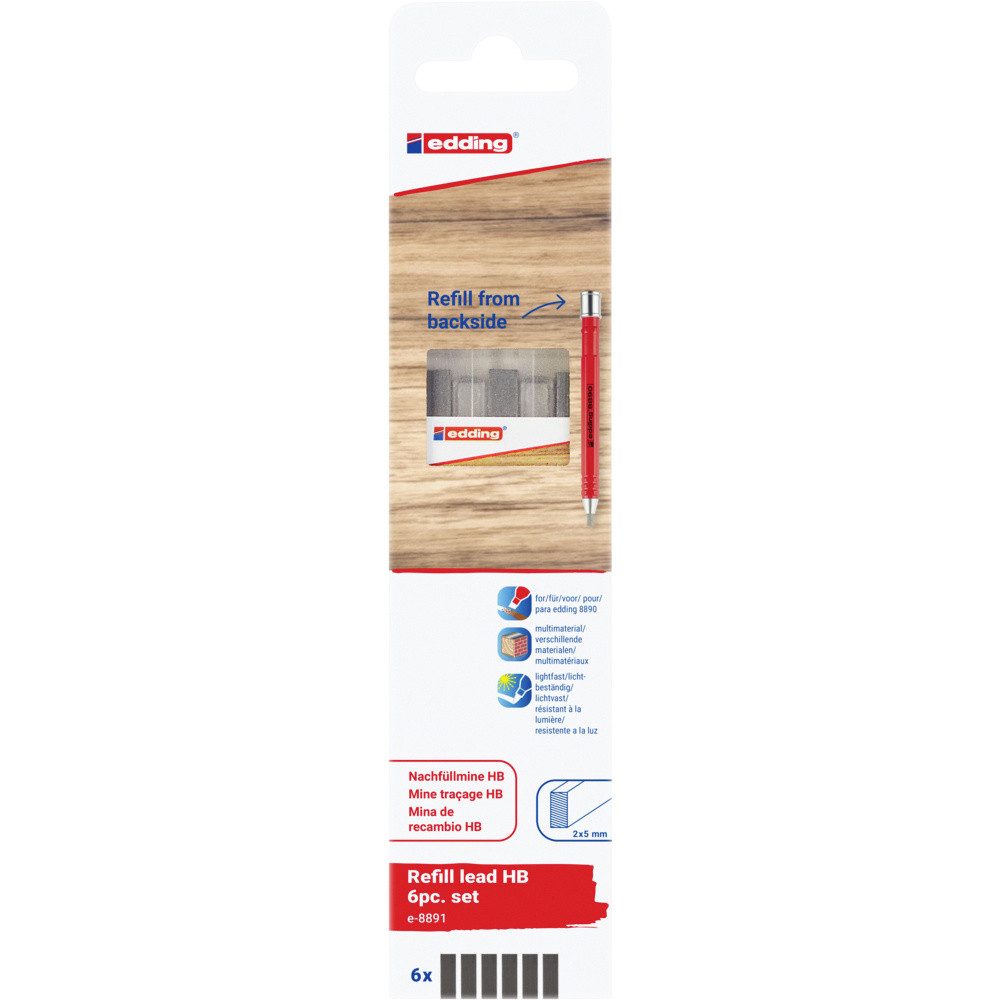 edding Marker Edding HB Graphit 6er-Blister 4-8891-6-2090 Ersatzspitze Schwarz 1 Se