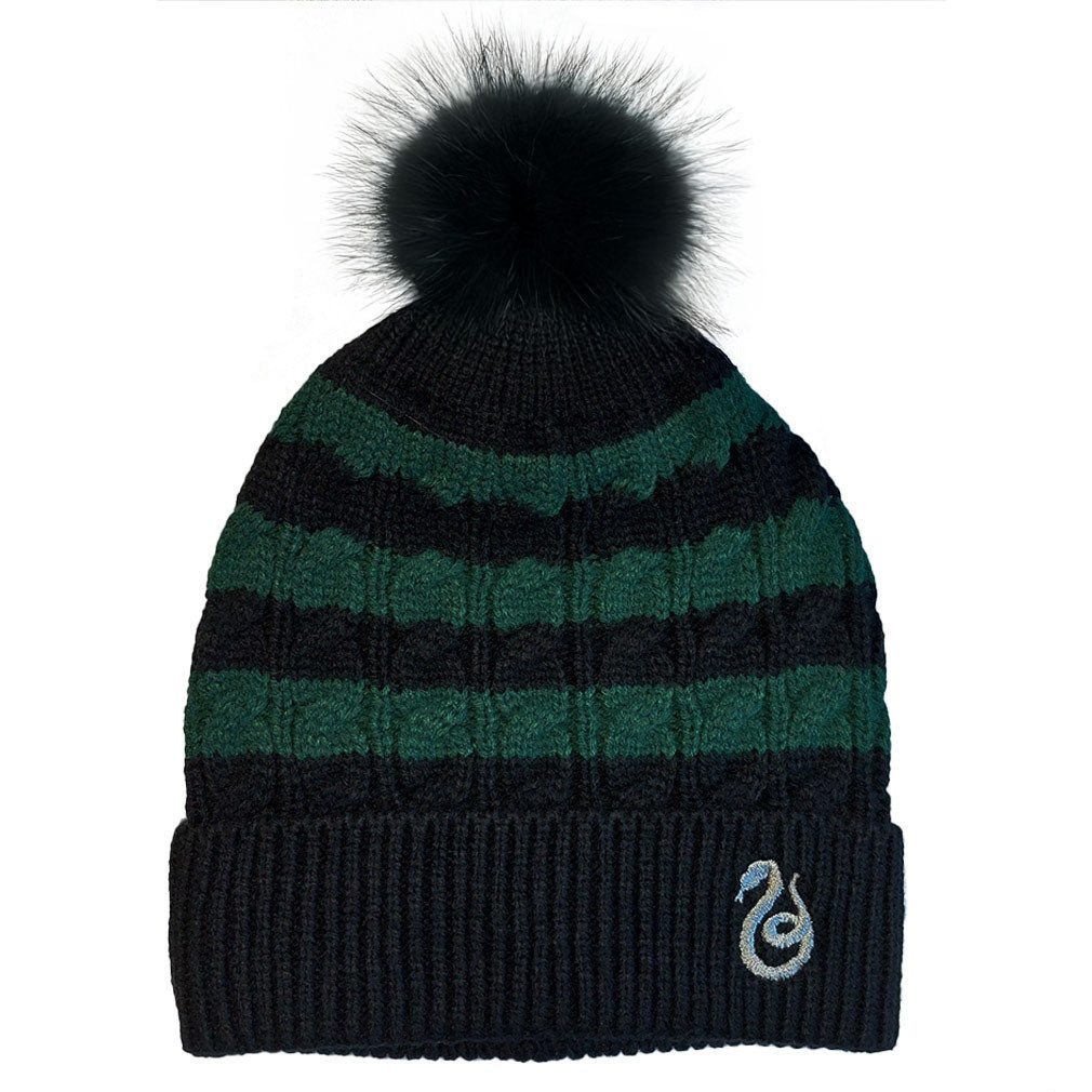 Harry Potter Beanie Slytherin Snake Beanie Grün-Schwarz Strickmütze Wintermütze