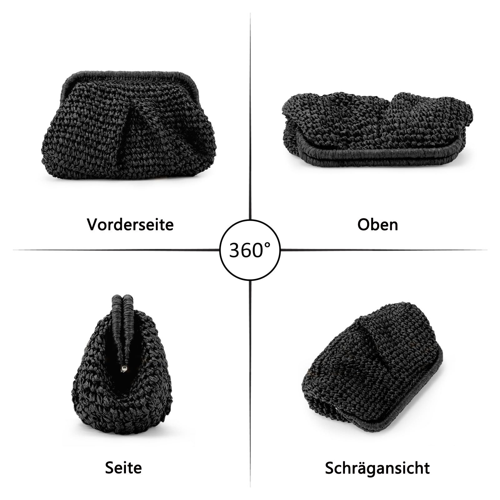 Zaewry Clutch Stroh Clutch Damen Sommer, Umhängetasche, Strandtasche Boho, Cloud Dumpling Bag, Schultertasche Beach Bag Elegant