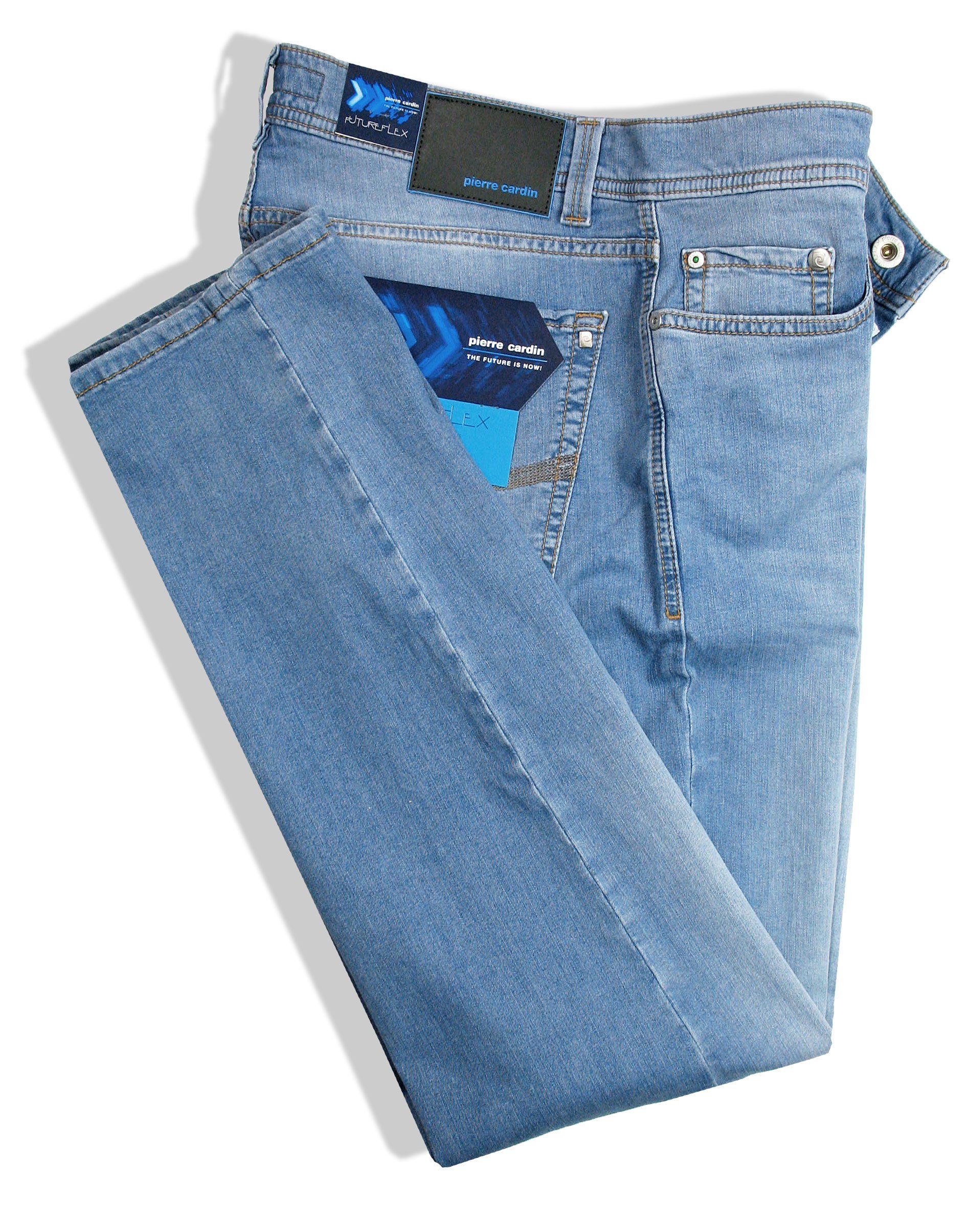 Pierre Cardin Lyon Futureflex Organic Jeans Cotton Fit 5-Pocket-Jeans Tapered Indigo Washed