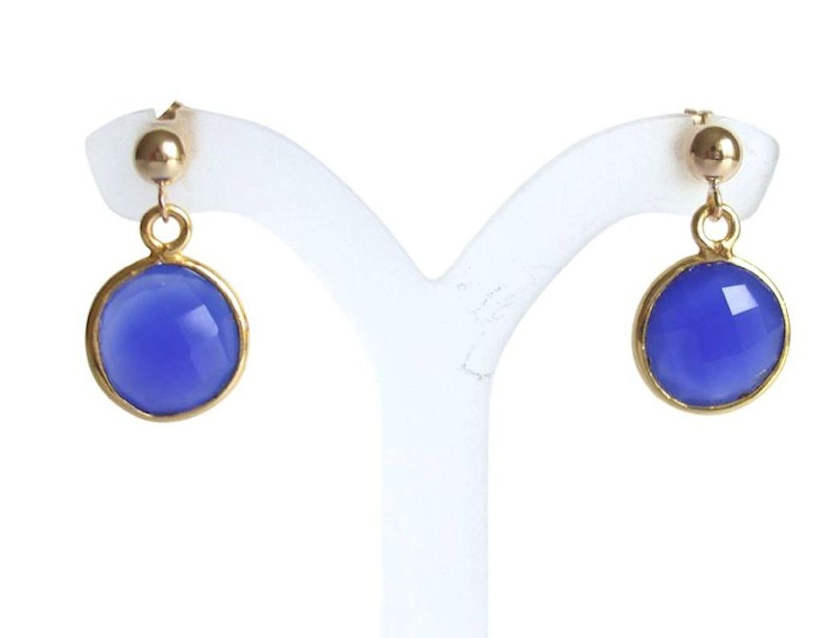 Damen Schmuck Gemshine Paar Ohrhänger Blauer Onyx Tropfen, Made in Spain