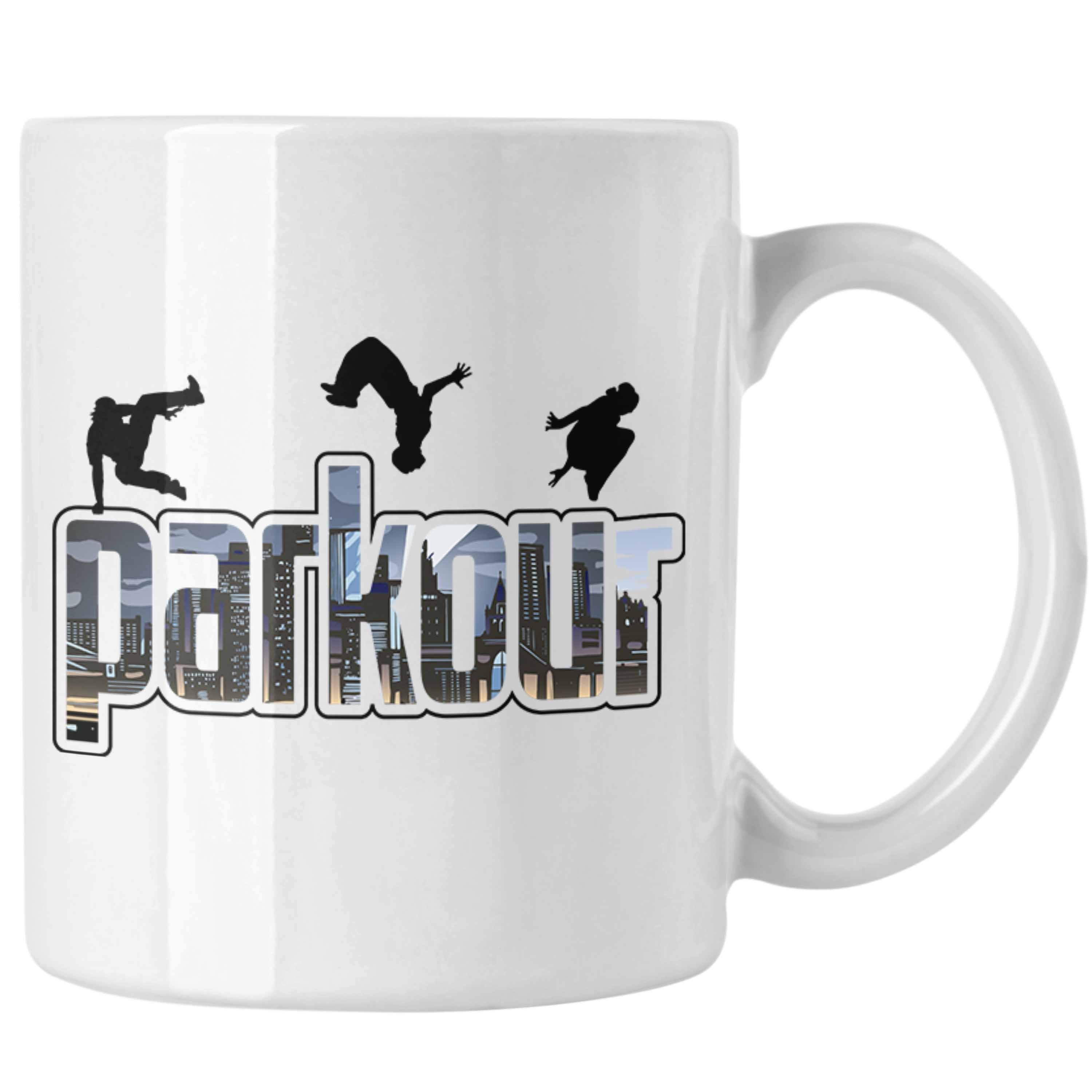 Sports Weiss für Urbanen Tasse Sportler für Parkour Tasse Freerunnin Trendation Fans Geschenk