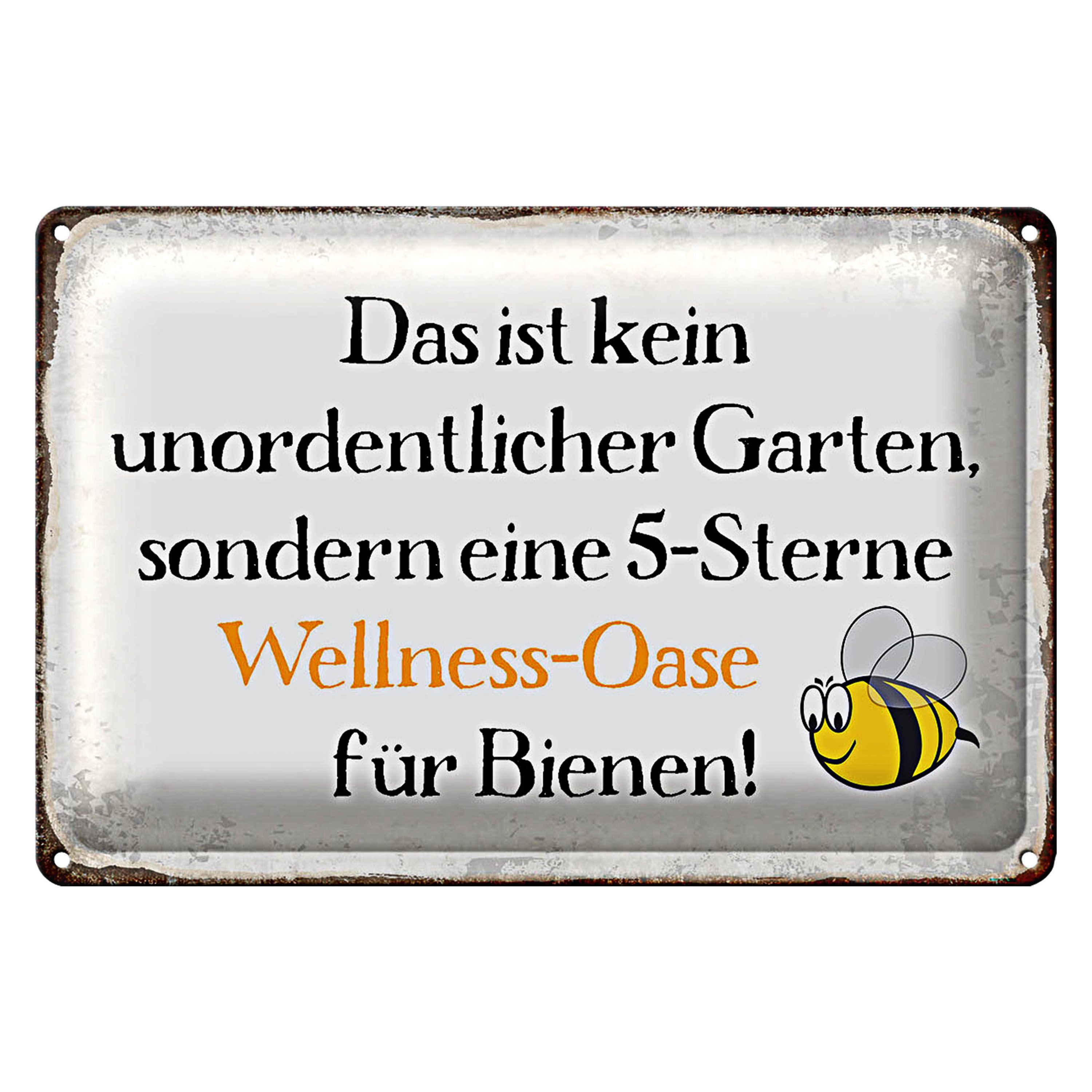 Roomando Metallschild Spruch 18x12cm kein Garten Wellness Oase Biene günstig online kaufen