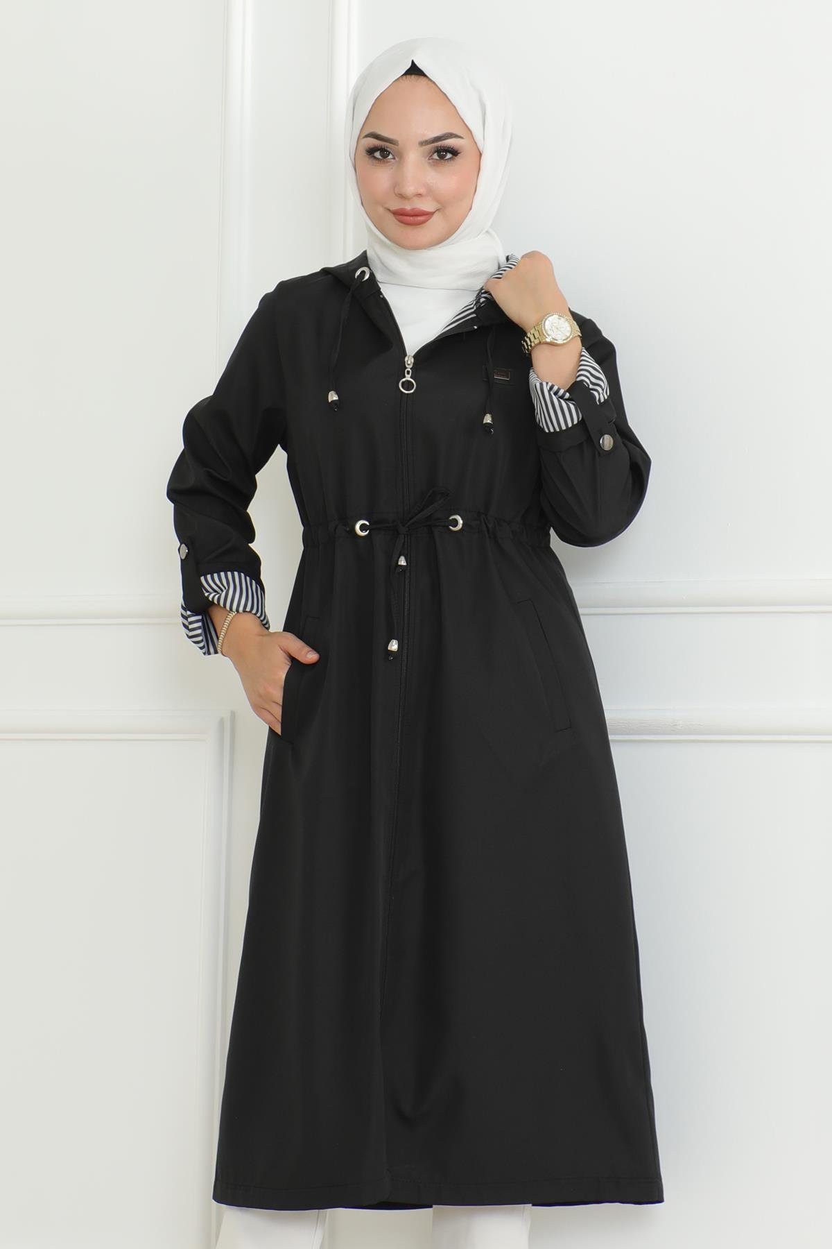 MODAMİHRAM Trenchcoat Kapuzen-Zipper-Trenchcoat Beige 19205 günstig online kaufen