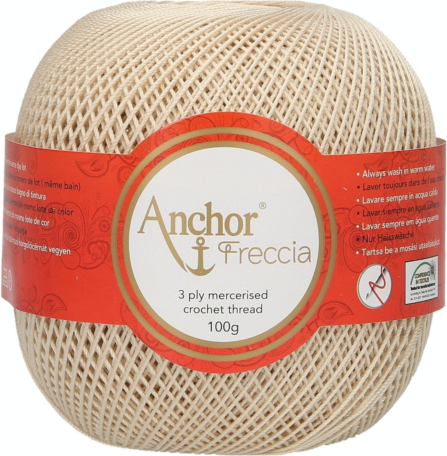 Anchor Freccia Stärke 6 Häkelwolle, 350 m (Häkelgarn aus 100 % ägyptischer Baumwolle), 100 g