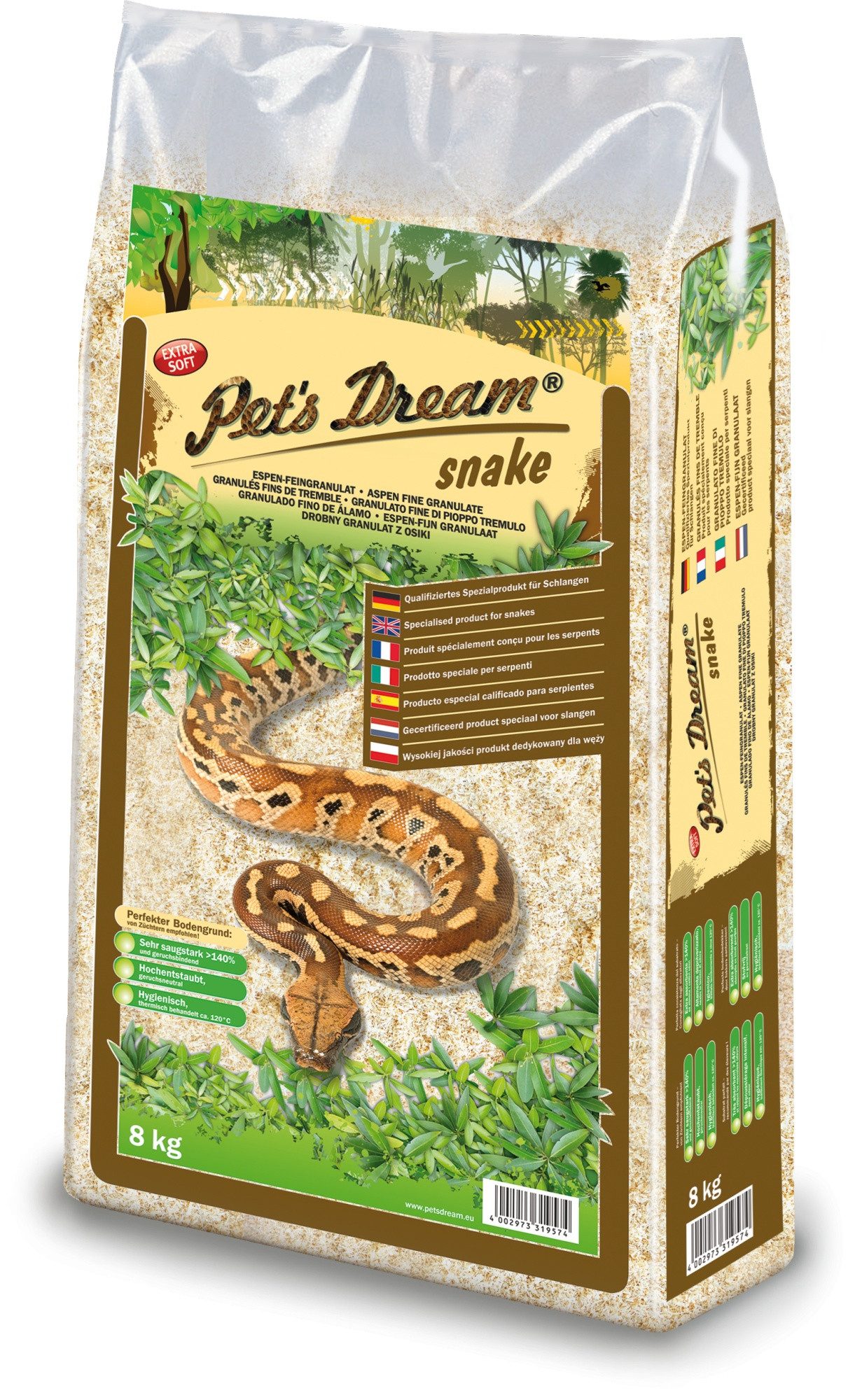 M&S Reptilien Terrarien-Substrat Pet's Dream Snake Einstreu, 8 kg, entspricht ca. 45 Liter Hygienefunktion