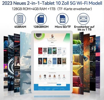 ZONKO Tablet (10", 128 GB, Android, 2,4G+5G, Tablet 1TB Erweiterbar,7000mAh Akku mit Tastatur Maus Hülle8-Core T610)