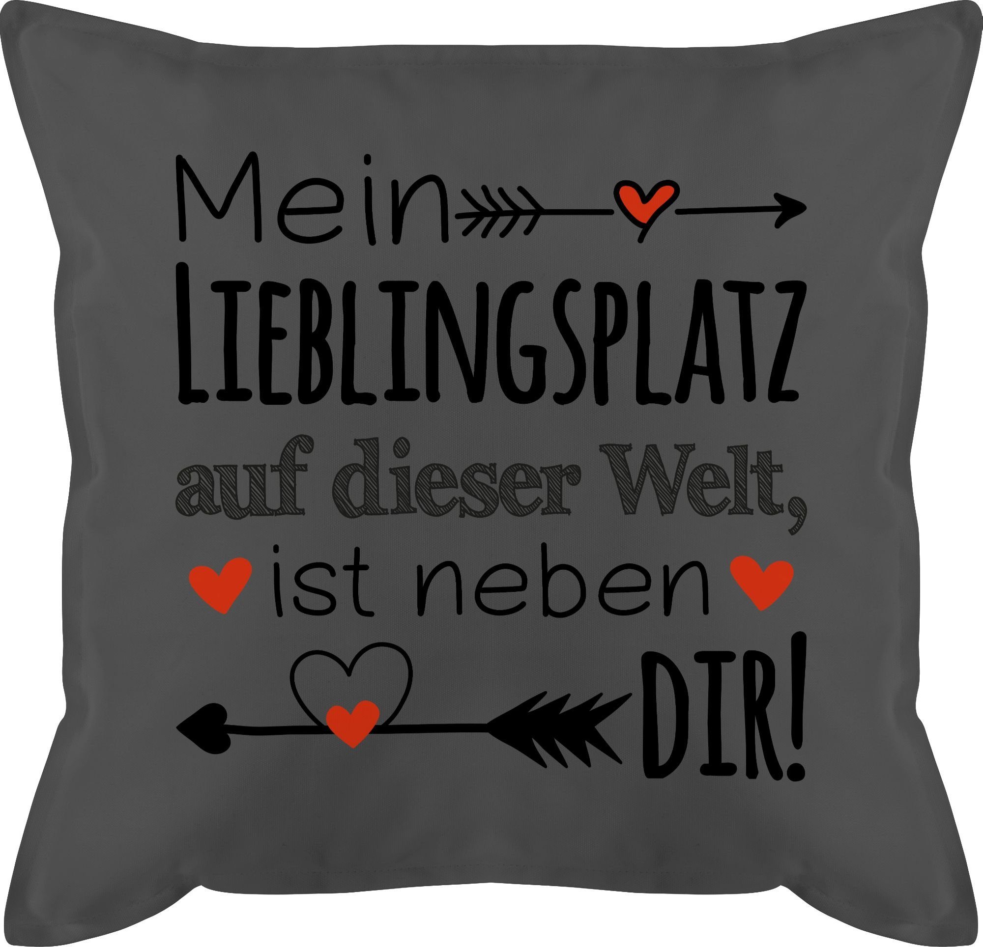 Lieblingsplatz Grau Partner Liebeserklärung, Dekokissen Valentinstag Geschenk 1 Shirtracer Beziehung Dekokissen - Geschenk Partnerin