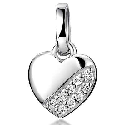 Materia Herzanhänger Mädchen Herz Liebe mit Zirkonia klein KA-275, 925 Sterling Silber, rhodiniert