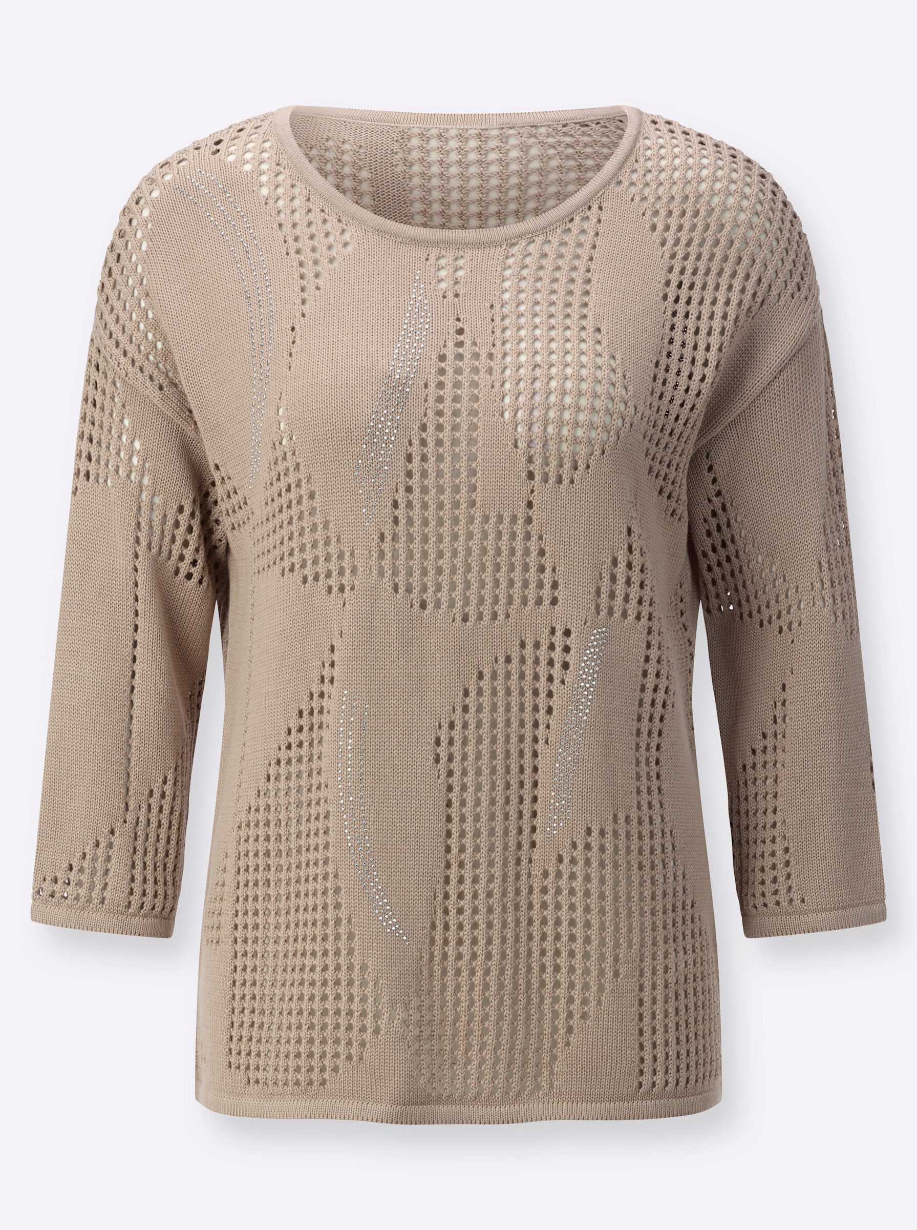 creation L Strickpullover Pullover 3/4-Arm Ajour, Jersey