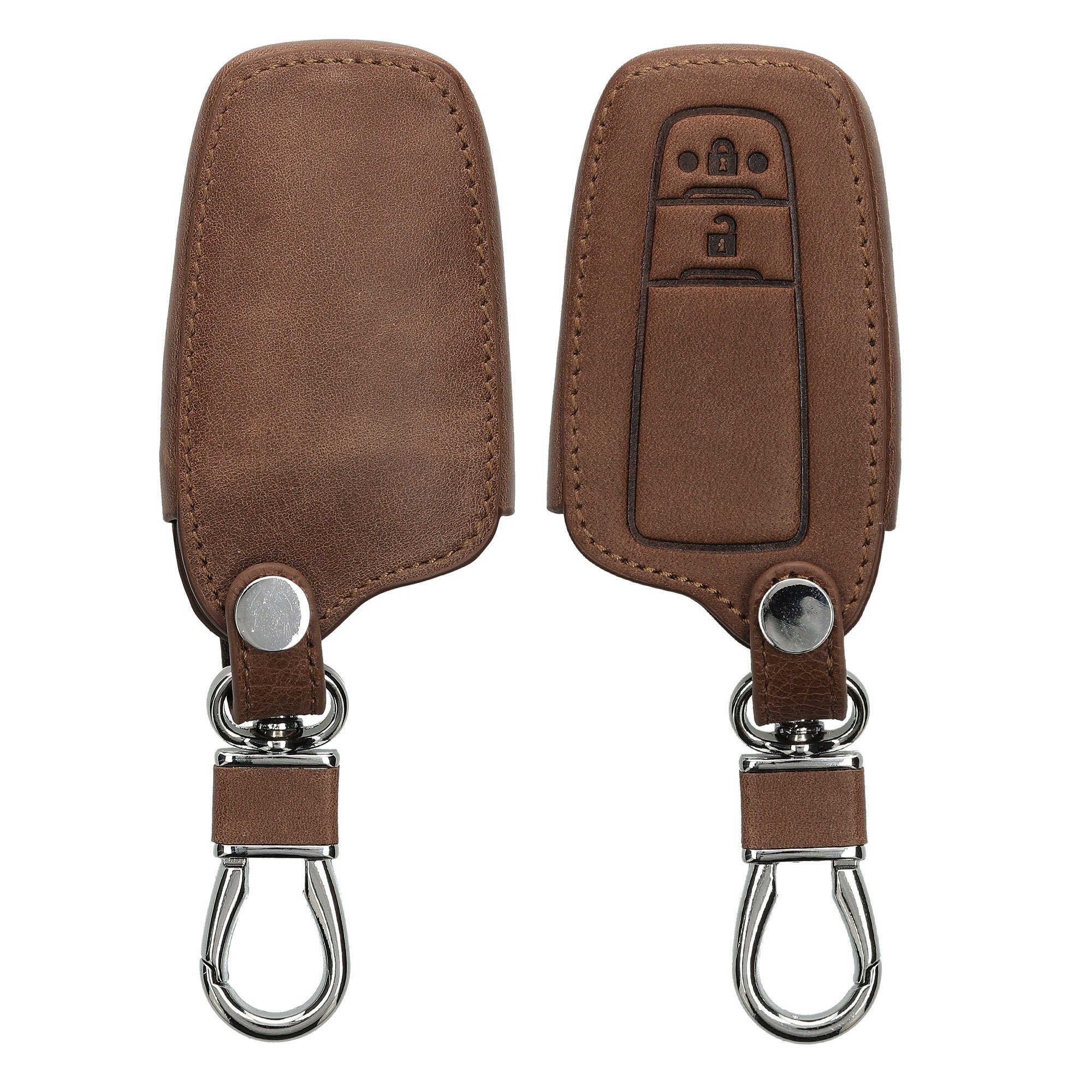 kwmobile Schlüsseltasche Autoschlüssel Kunstleder Hülle Schlüssel für Case Toyota, Cover Dunkelbraun Schlüsselhülle