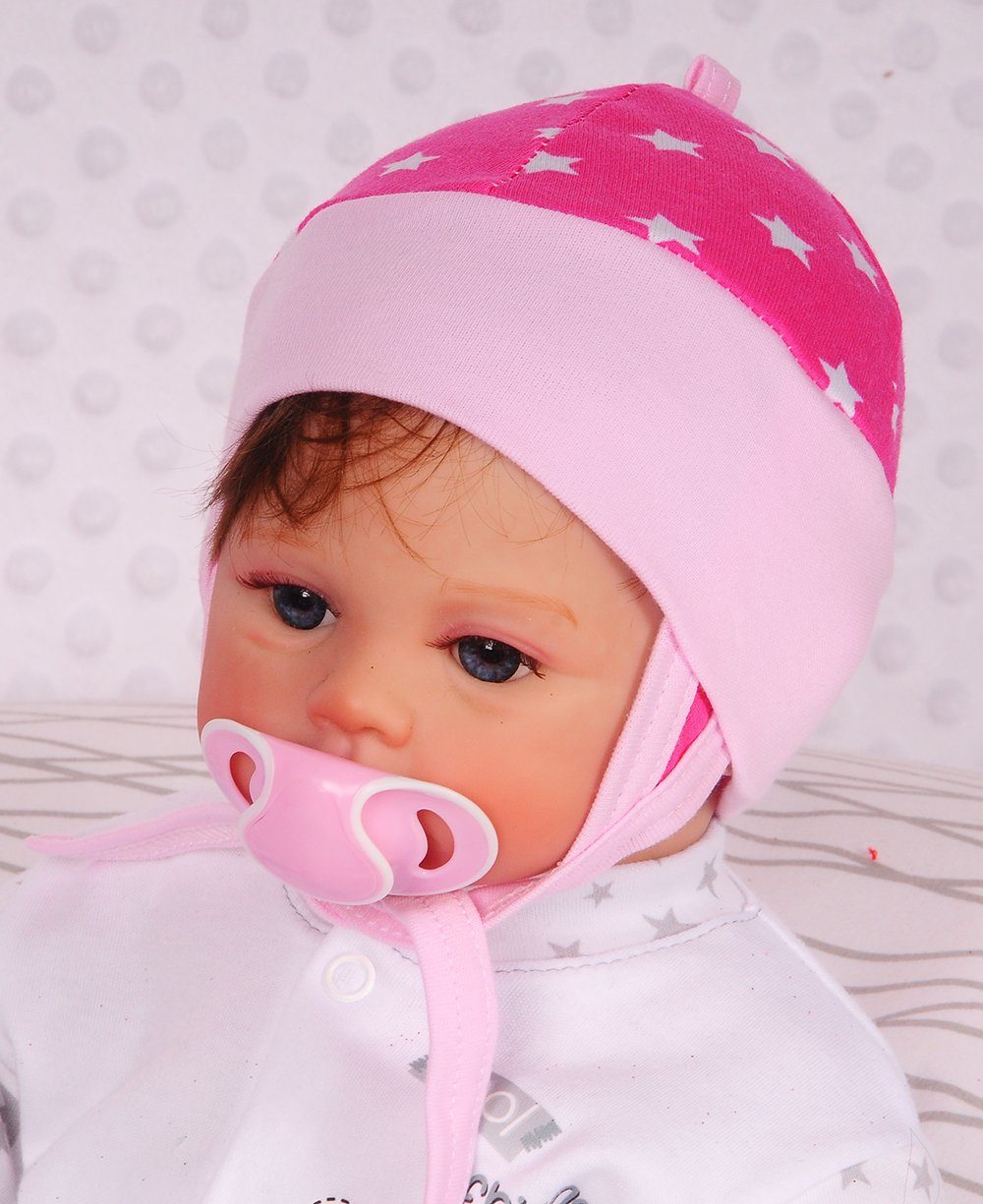 La Bortini Erstlingsmütze Mütze für Neugeborene Babymütze Baby Haube 32 34 36 38 aus reiner Baumwolle, Mützchen zum Binden