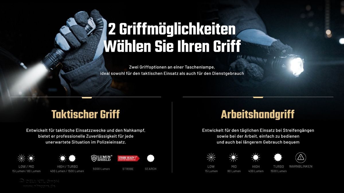 Nitecore Taschenlampe P27iX – Vielseitige taktische Taschenlampe mit variablem Lichtmuster (1-St)