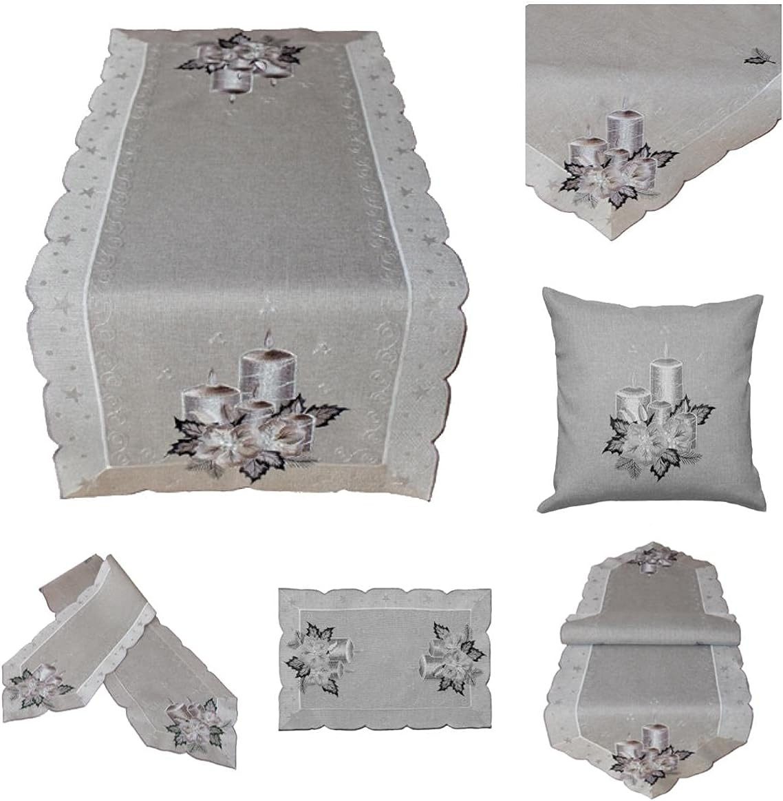 texpot Tischdecke Tischläufer Stickerei Kerzen Winter Weihnachten (1-tlg) günstig online kaufen