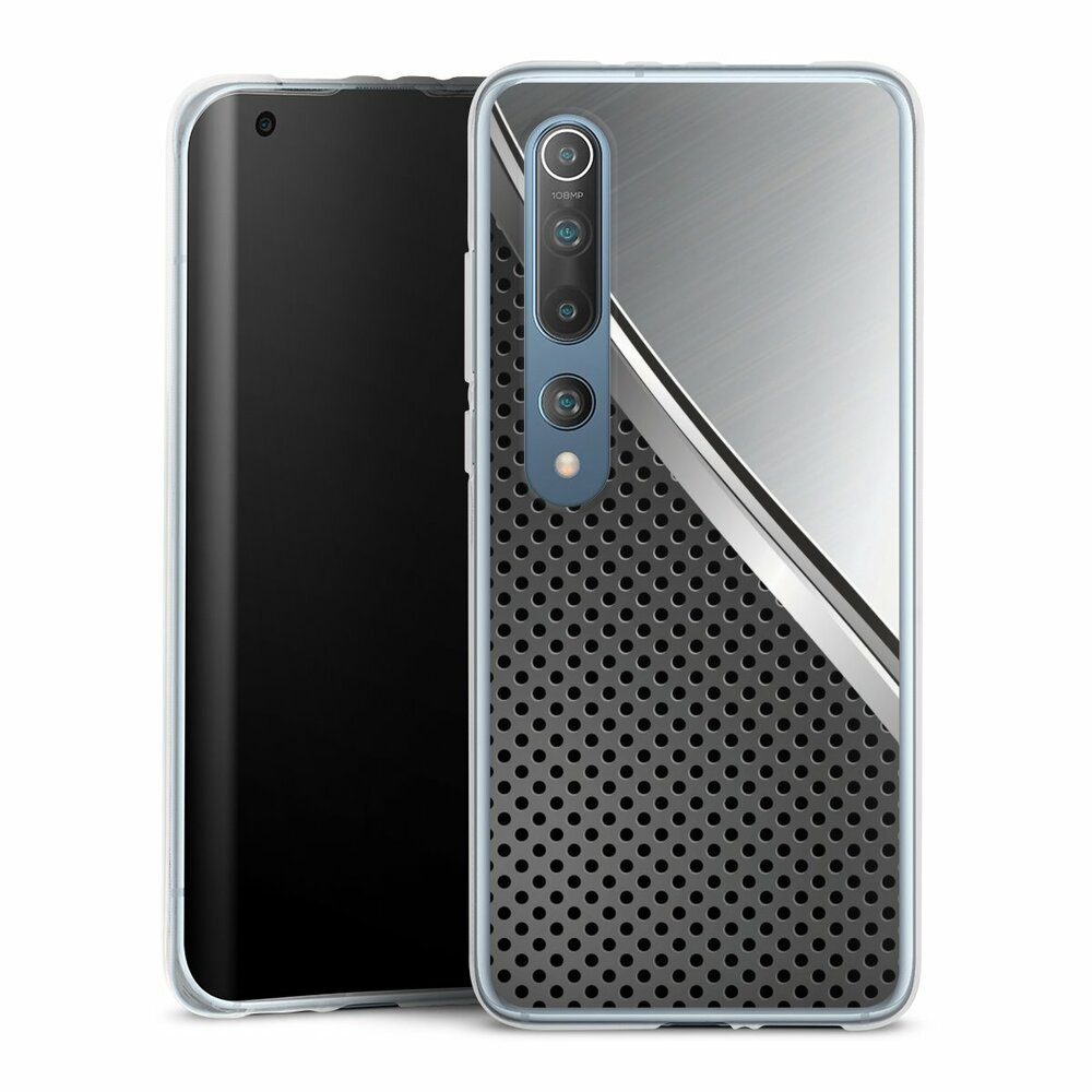 DeinDesign Handyhülle Carbon Stahl Metall Duo Metal Surface, Xiaomi Mi 10 Silikon Hülle Bumper Case Handy Schutzhülle