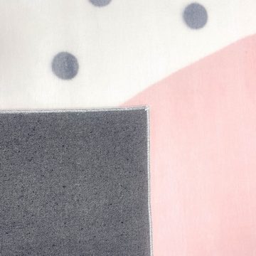 Kinderteppich Kinderzimmer Teppich flauschig rosa Herz graue Punkte in creme, Teppich-Traum, rechteckig, Rückseite durch „Canvas“ geschützt, Pflegeleicht