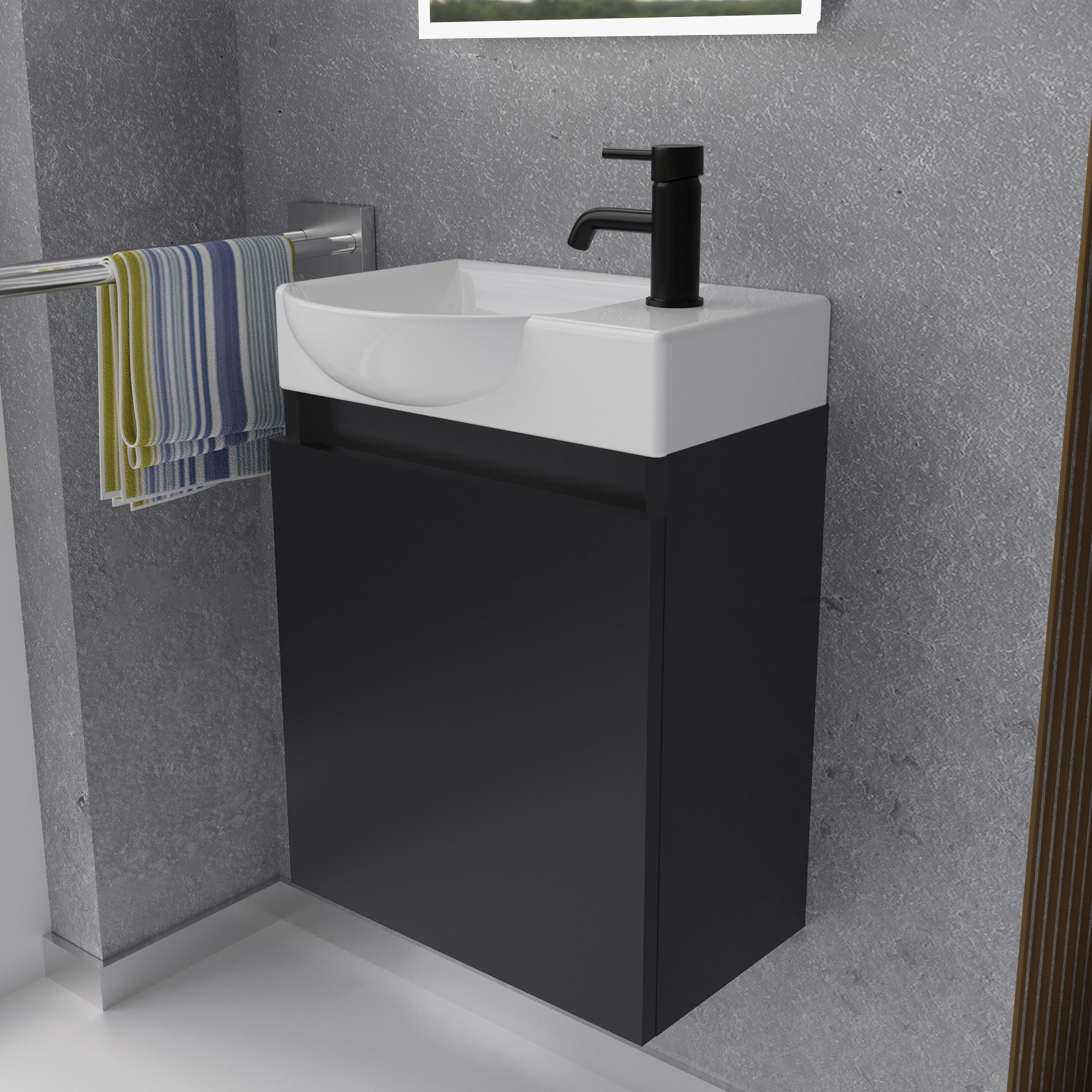 Alpenberger Badmöbel-Set Gäste WC Waschbecken mit Unterschrank - Hängeschra günstig online kaufen