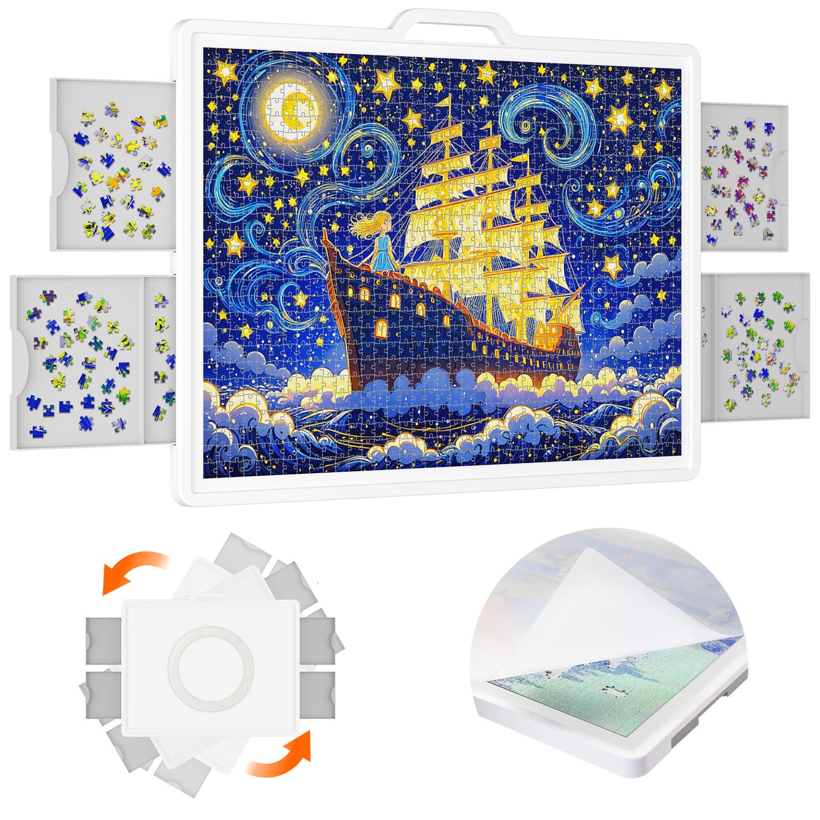 Lifewit Puzzleunterlage Puzzlebrett Tragbar Puzzle mit Filzmatte Multifunktionaler Puzzletisch