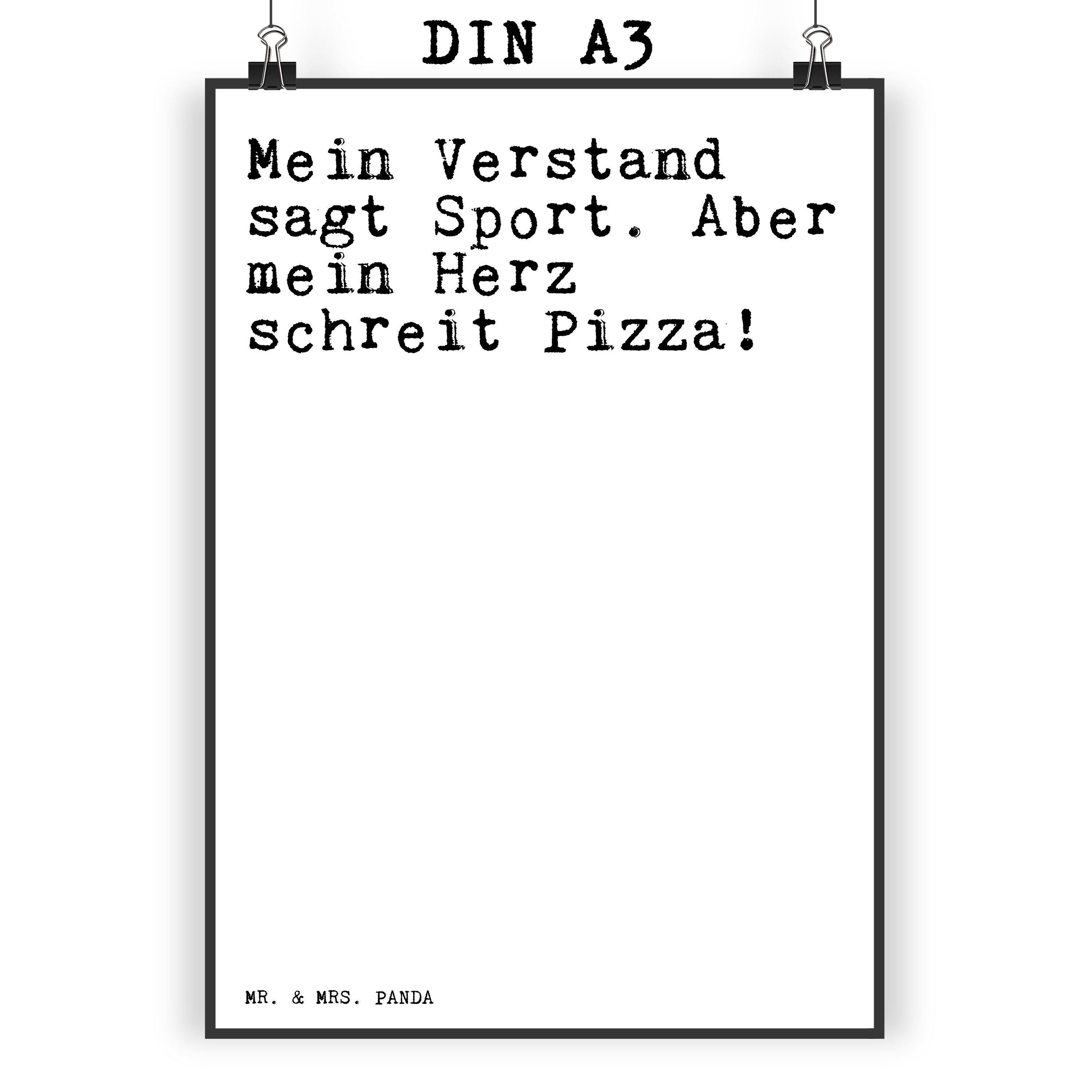 Mr. & Mrs. Panda Poster »Mein Verstand sagt Sport.... Weiß Geschenk