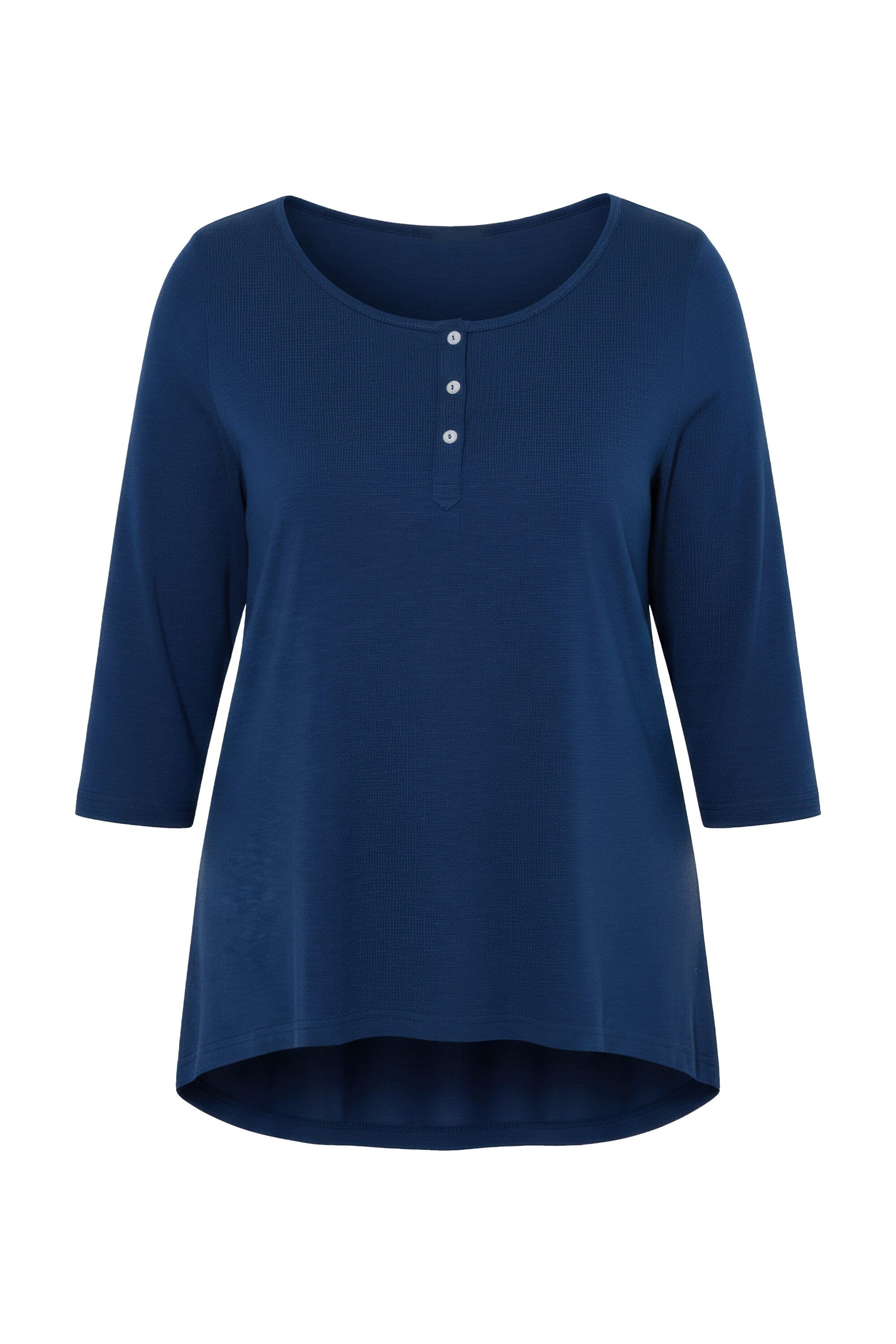 T-Shirt T-Shirt A-Linie Henley Knopfleiste 3/4-Ärmel