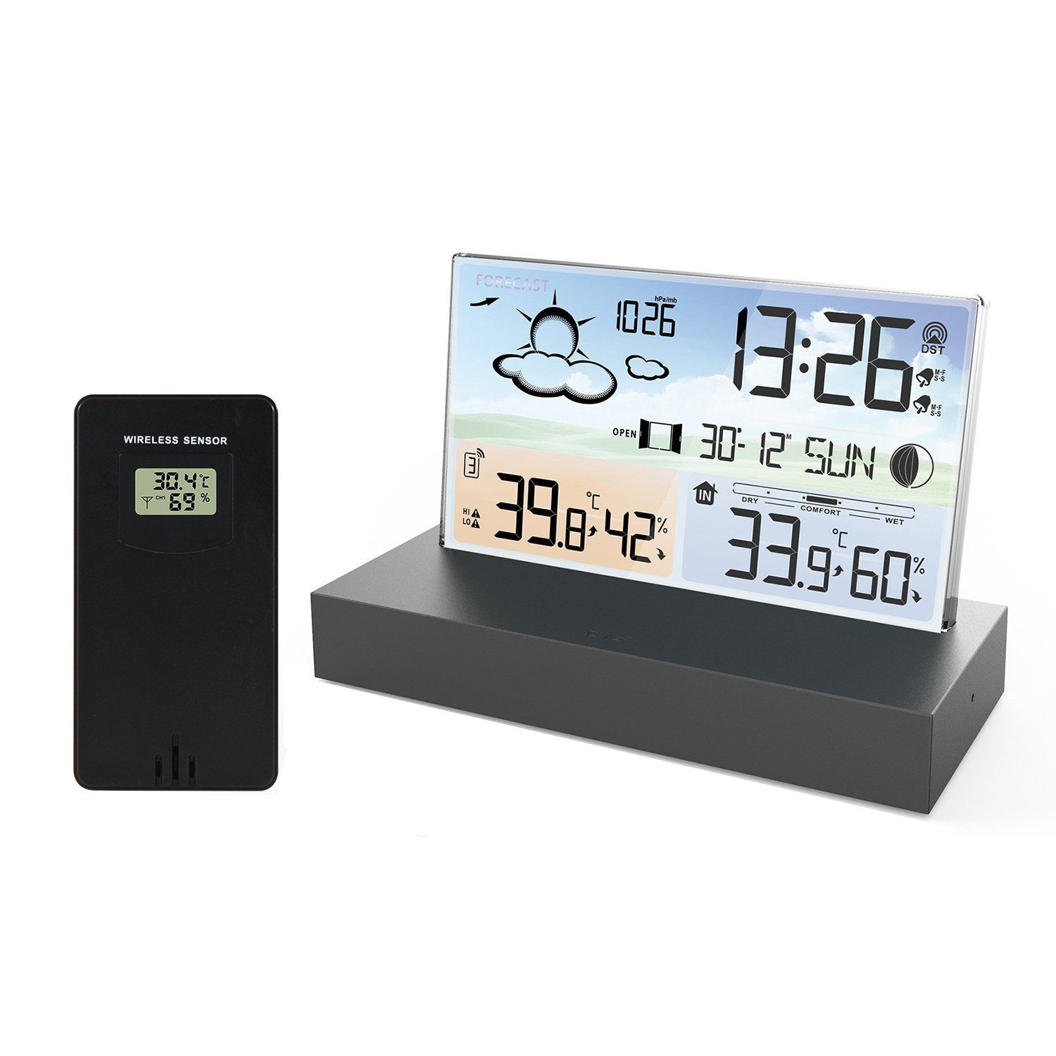Wetterstation Digitales Farbdisplay Indoor und Outdoor Thermometer Hygrometer