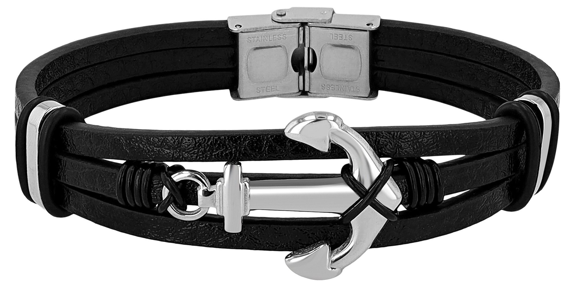 AKZENT Armband AK2190 Echtleder, Edelstahl Anker, günstig online kaufen