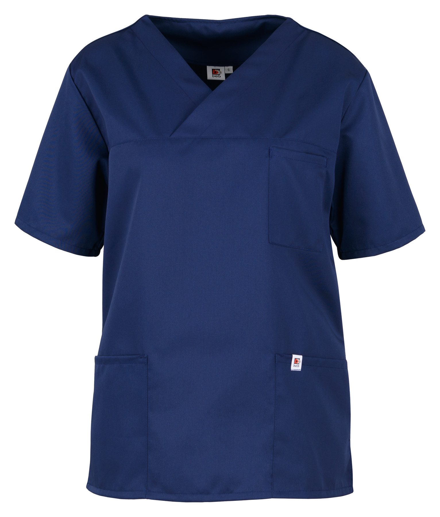 Schlupfbluse beb MEDIZIN/PFLEGE Unisex KASACK Kurzarm V-Neck TENCEL Marine