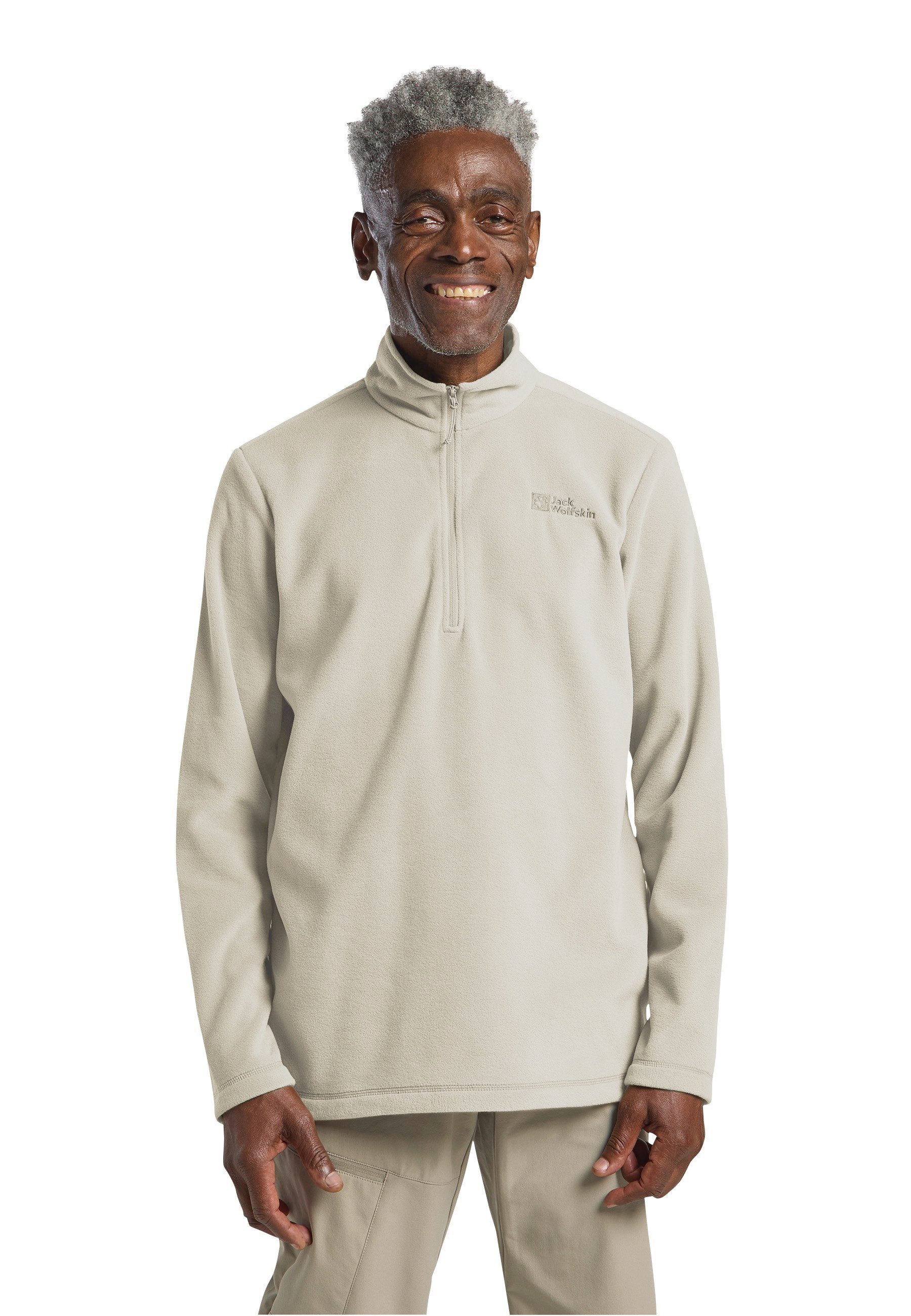 Bild von Jack Wolfskin Fleecepullover TAUNUS HZ M aus recyceltem Polyester, atmungsaktiv, grau, L (52), pale sand