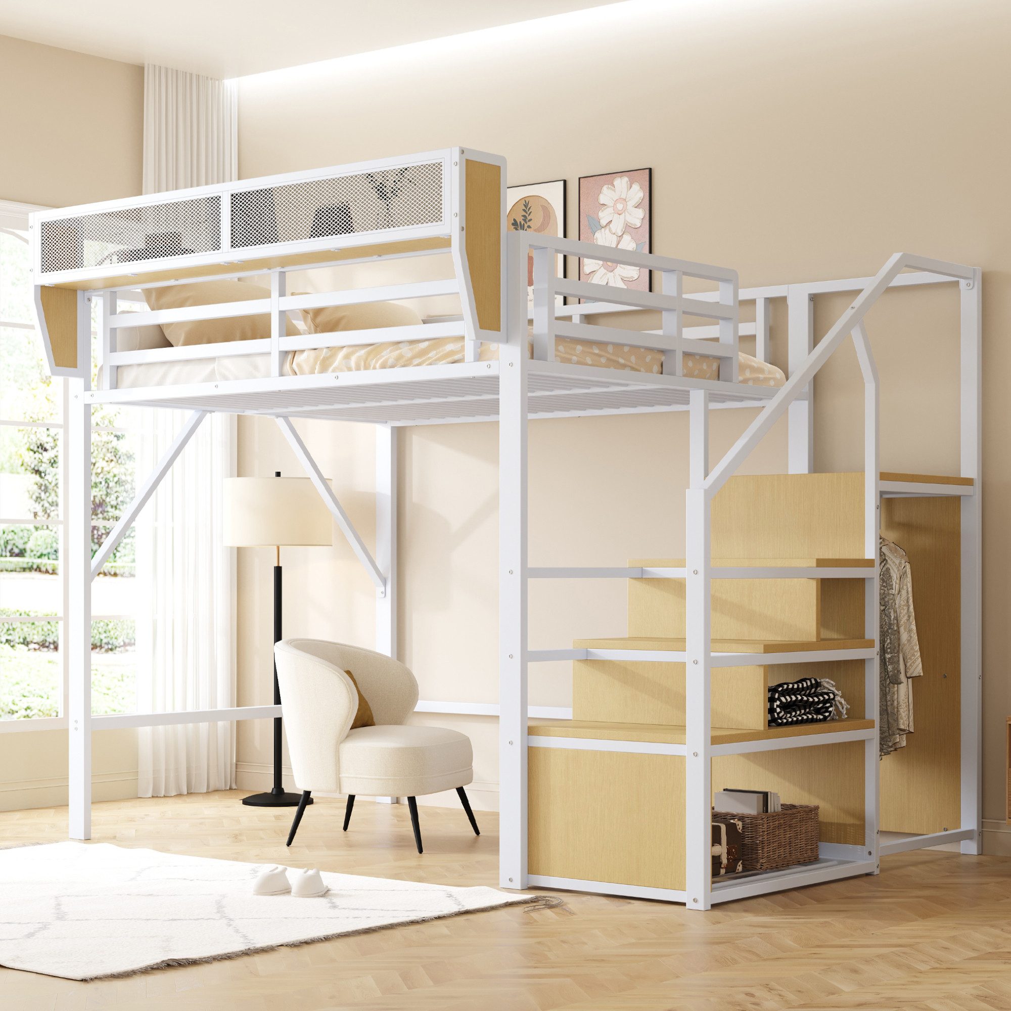 MODFU Hochbett Funktionsbett Kinderbett (140x200 mit günstig online kaufen