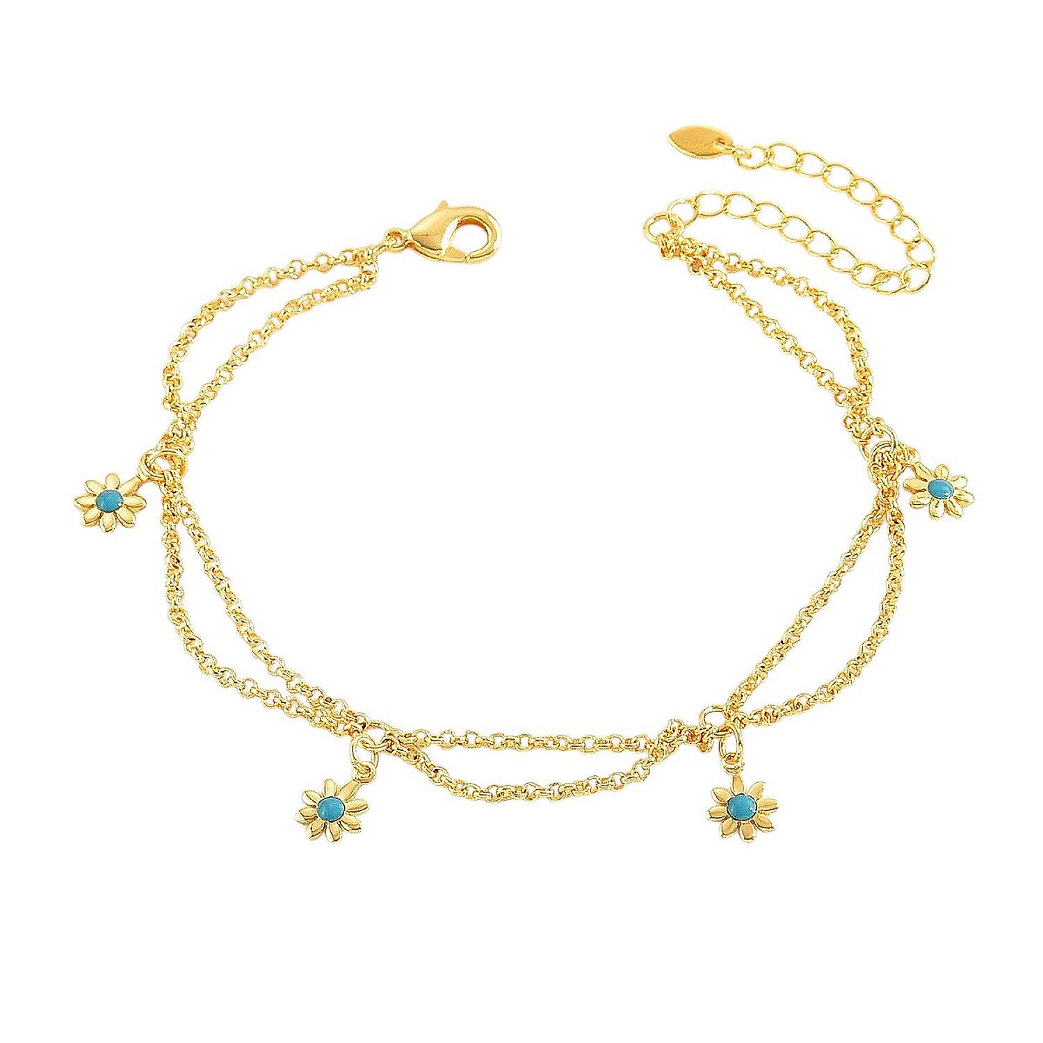 KARMA Fußkette Fußkettchen Gold Türkis Legierung Fusskette Strandschmuck (S günstig online kaufen