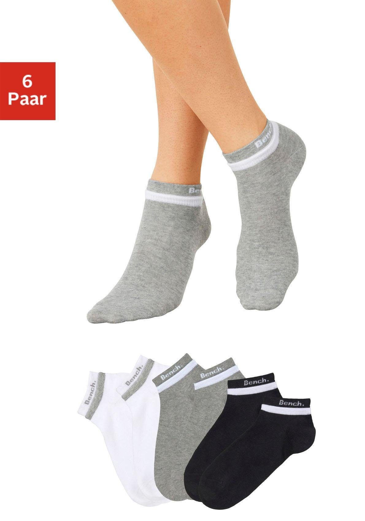 Bench. Kurzsocken (Set, 6-Paar) mit doppelten weiß-schwarz-grau Bündchen