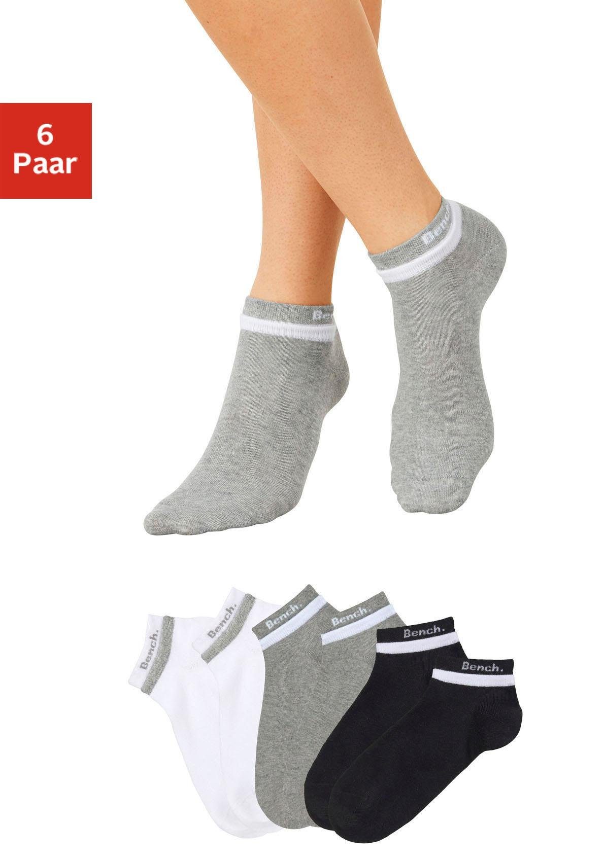 Bench. Kurzsocken Damen Sport und Freizeitsocken (Packung, 6-Paar, Gr. 35-38 bis 39-42) mit doppelten Bündchen
