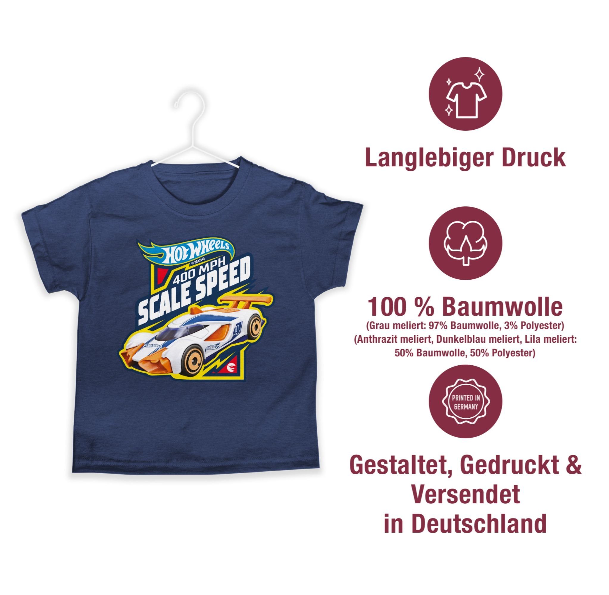 Shirtracer Speed Meliert Hot Dunkelblau T-Shirt Jungen 01 400MPH Wheels Scale