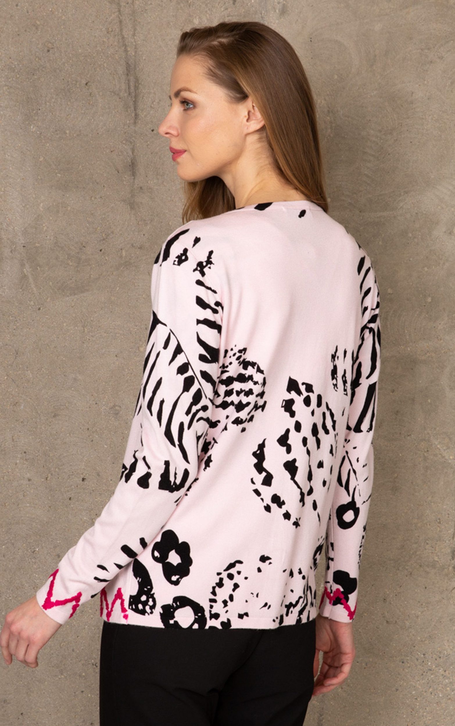 Passioni 2-in-1-Strickjacke Twinset mit abstraktem mixed Print Design