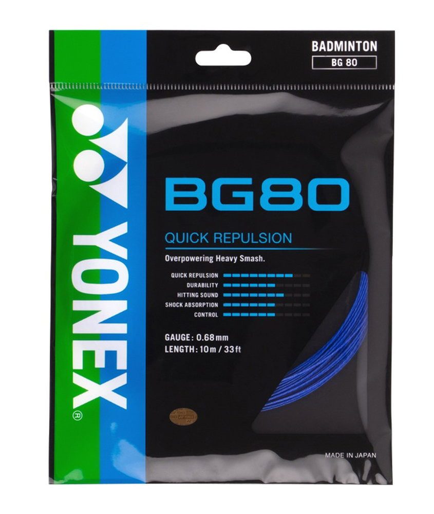Yonex Badmintonsaite BG80 (Kontrolle+Touch) royalblau 10m Set, Saitendicke: 0.68
