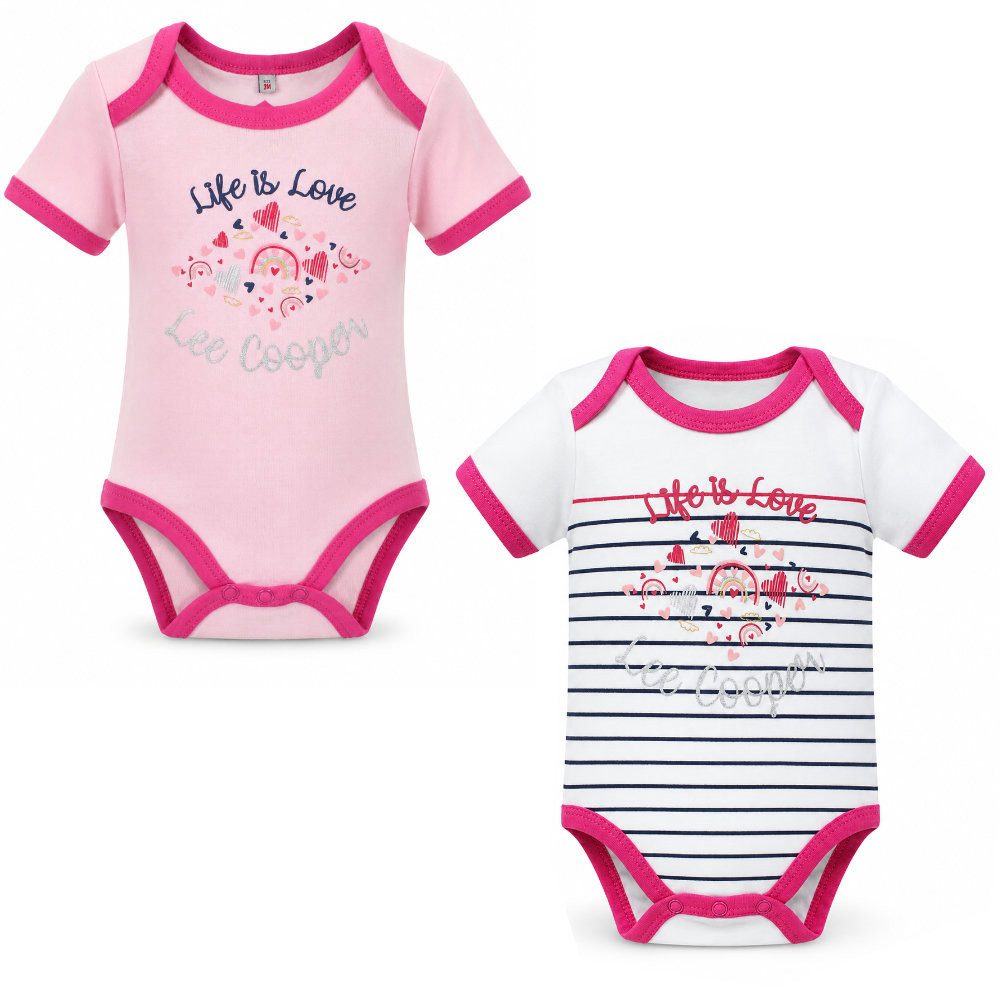 Lee Cooper Strampler Lee Cooper 2er Set Baby Kleinkind kurzarm Body Einteiler (Spar-Set) Gr. 56 bis 92, Baumwolle