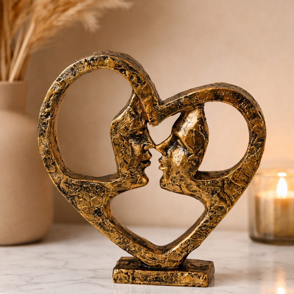 MF Skulptur Skulptur Ewige Liebe Gold Liebende Gesichter 21 cm (1 St)