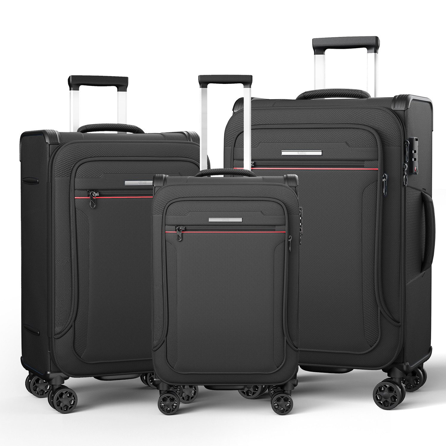 Verage Weichgepäck-Trolley Toledo Weichschalenkoffer Reisekoffer, 4 Rollen, TSA-Schloss, 4 Rollen Trolley Volumenerweiterung bei S/M/L/Sets