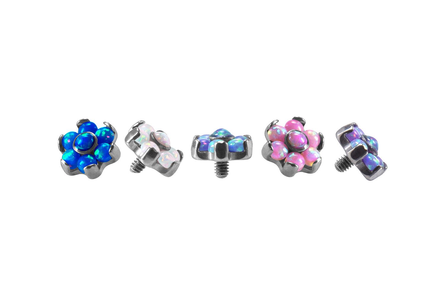PIERCINGLINE Piercing-Set Titan Dermal Anchoraufsatz BLUME MIT 7 SYNTHETISCHEN OPALEN (Schraub-Aufsätze, 1-tlg)