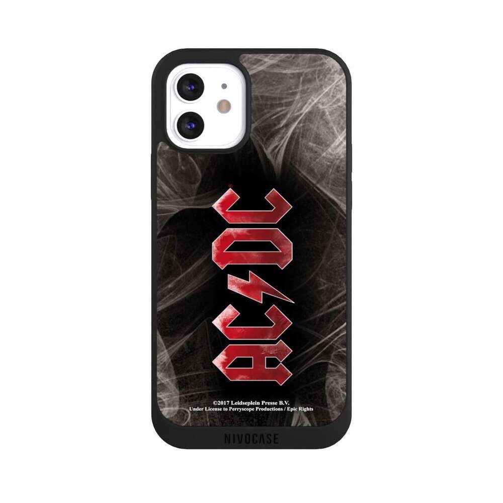 NIVOCASE Handyhülle ACDC Logo Fanartikel ACDC White Dust, Apple iPhone 12 Handyhülle Hülle NIVOpure Case Schwarz