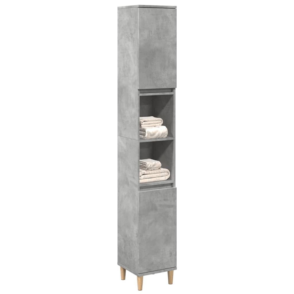 vidaXL Mehrzweckschrank NA Badezimmerschrank Hochschrank Regal Nischenschrank Betongrau 30x30x