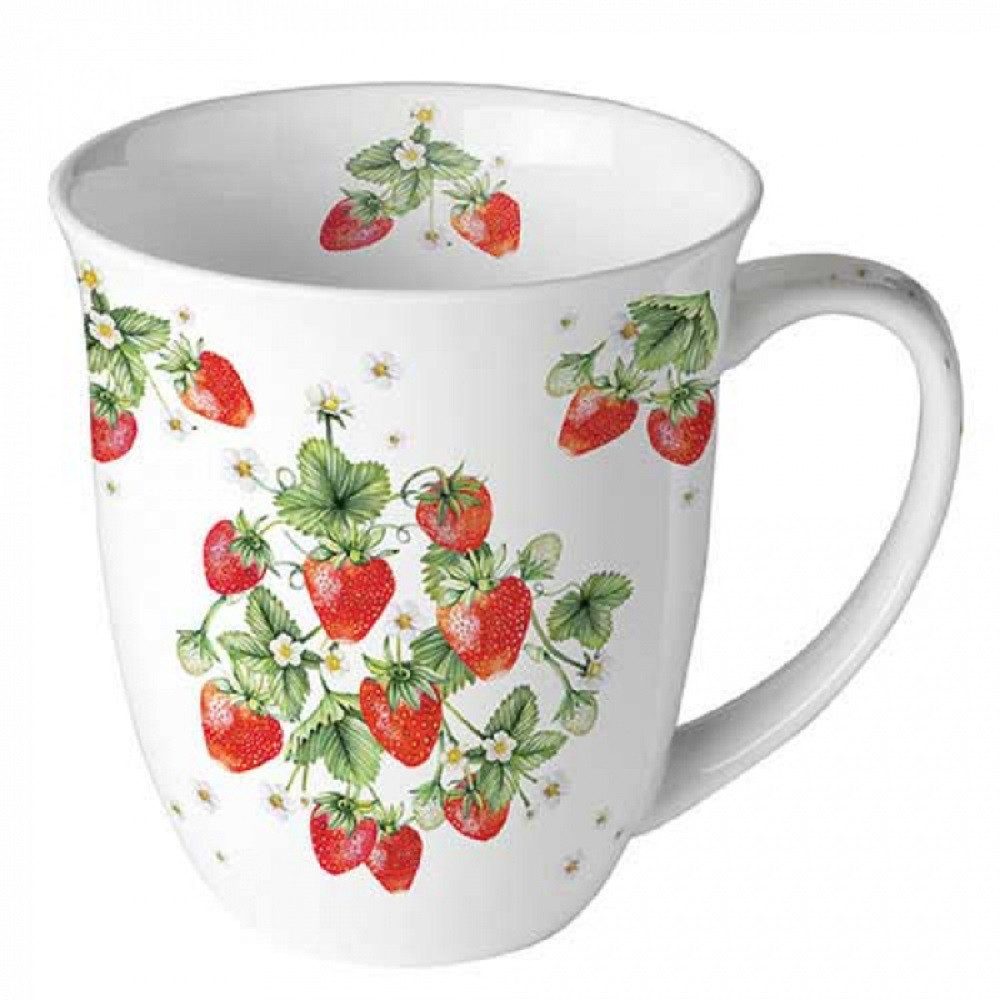 Ambiente Luxury Paper Products Becher Frühling, Ostern, Sommer, Blumen, Pflanzen, Tiere, Tasse, Tischdeko, 1-tlg., Porzellan Tasse, Blumen - Pflanzen, Essen - Trinken, Früchte, Erdbeeren Motiv, Obst, Essen,Trinken Motiv - Tee, Kaffee, Mug, Kollektion, Geschenke
