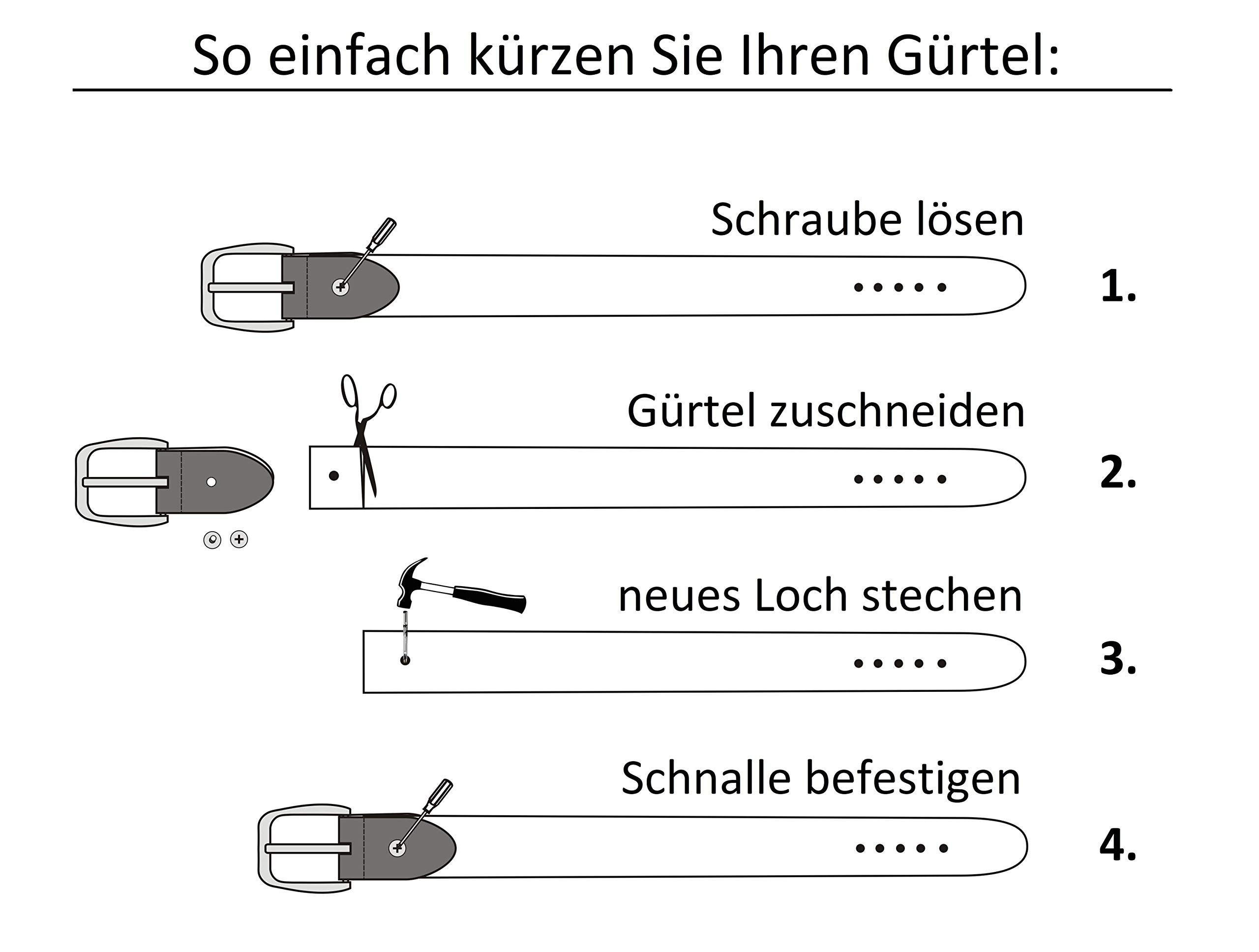 Braun Gürtel kürzbar, aus GERMANY 100% IN cm Echtleder, breiter MADE Ledergürtel aus Leder, Frentree 3,8 Grau