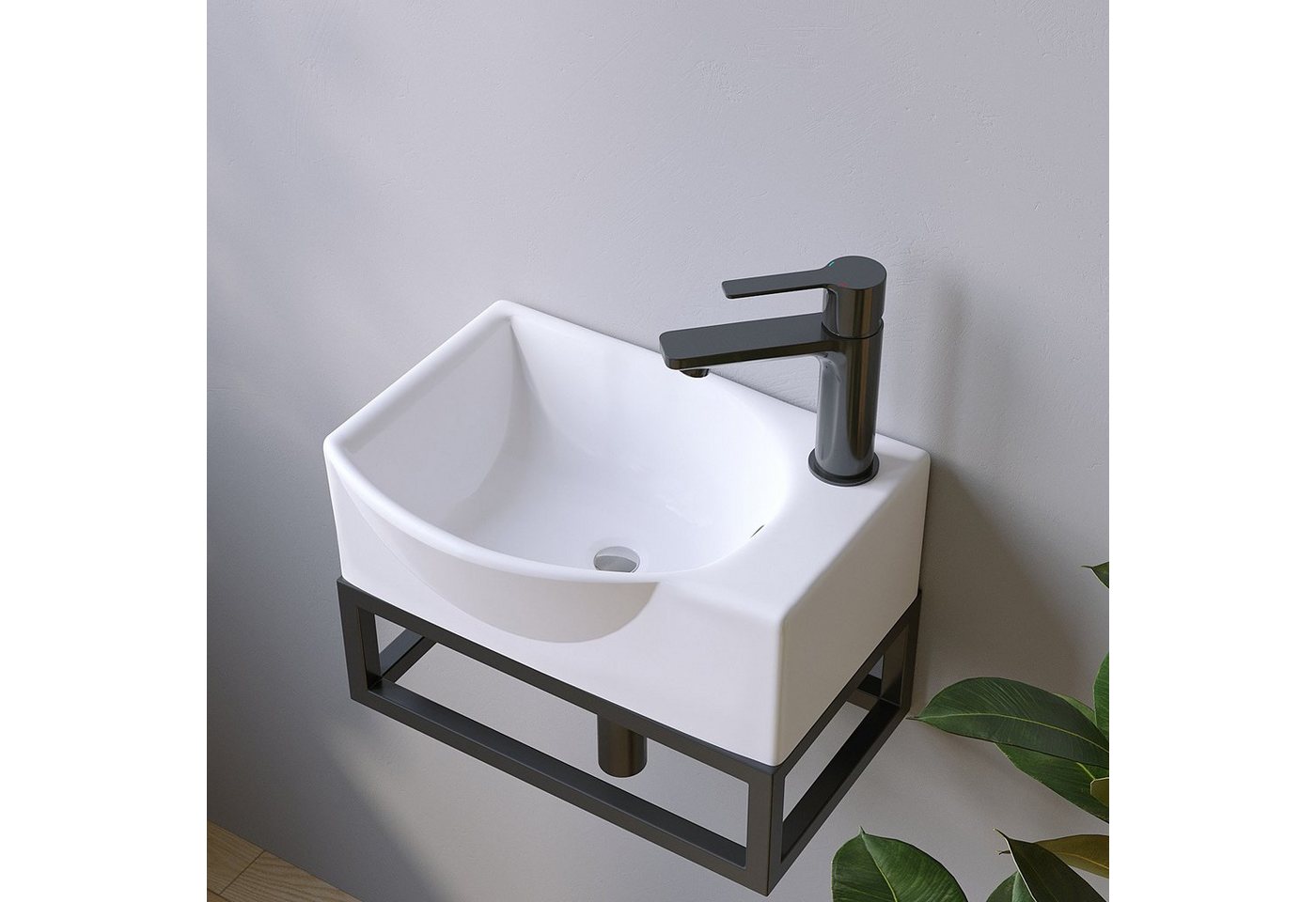 Thumbnail - AQUABATOS Waschbecken Aufsatzwaschbecken mit/ohne Hahnloch rund oval eckig 30 40 50 60cm (Handwaschbecken Gäste wc Wasch...