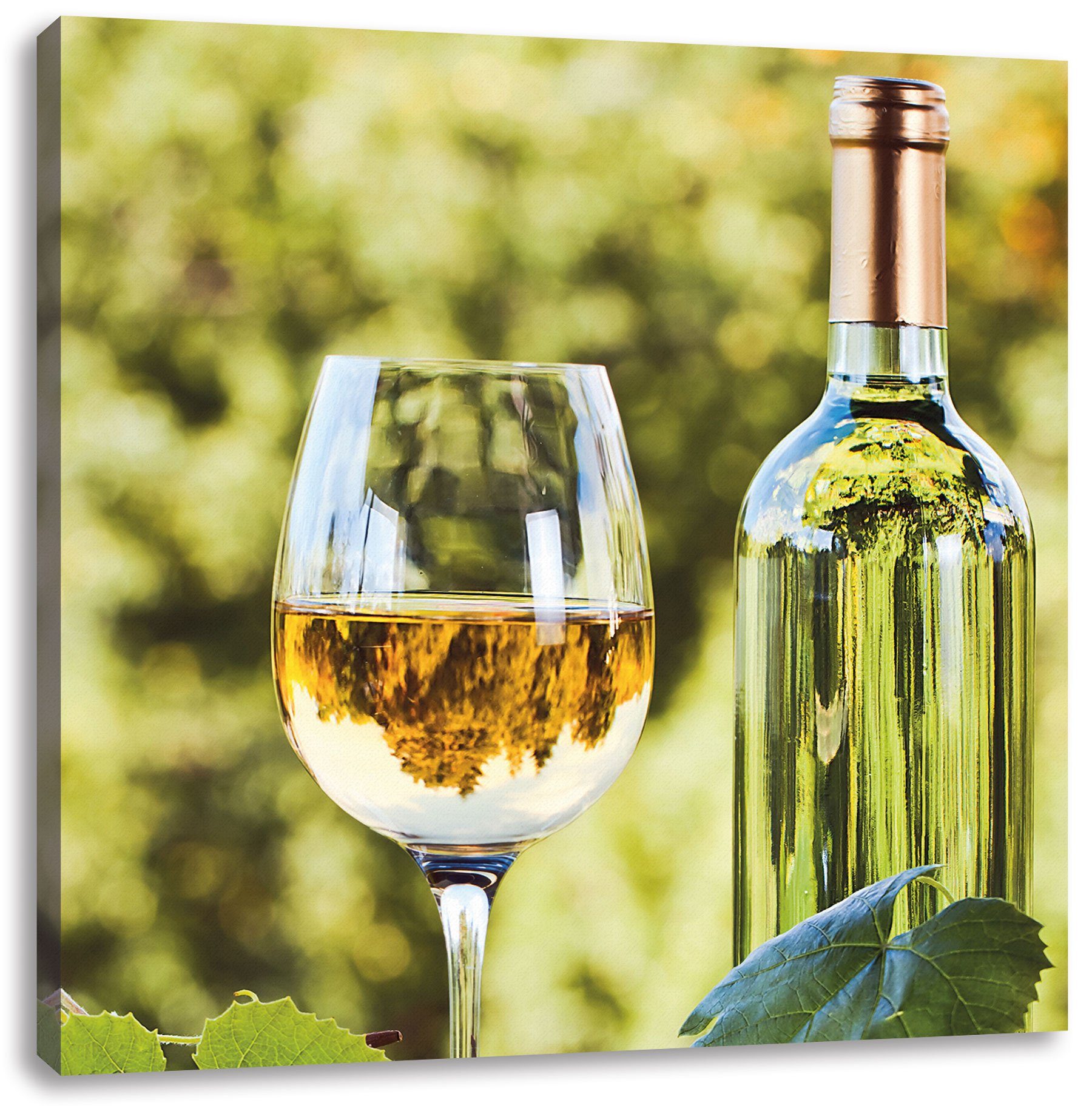 Pixxprint Leinwandbild Wein und Weintrauben, Wein und Weintrauben (1 St), Leinwandbild fertig bespannt, inkl. Zackenaufhänger
