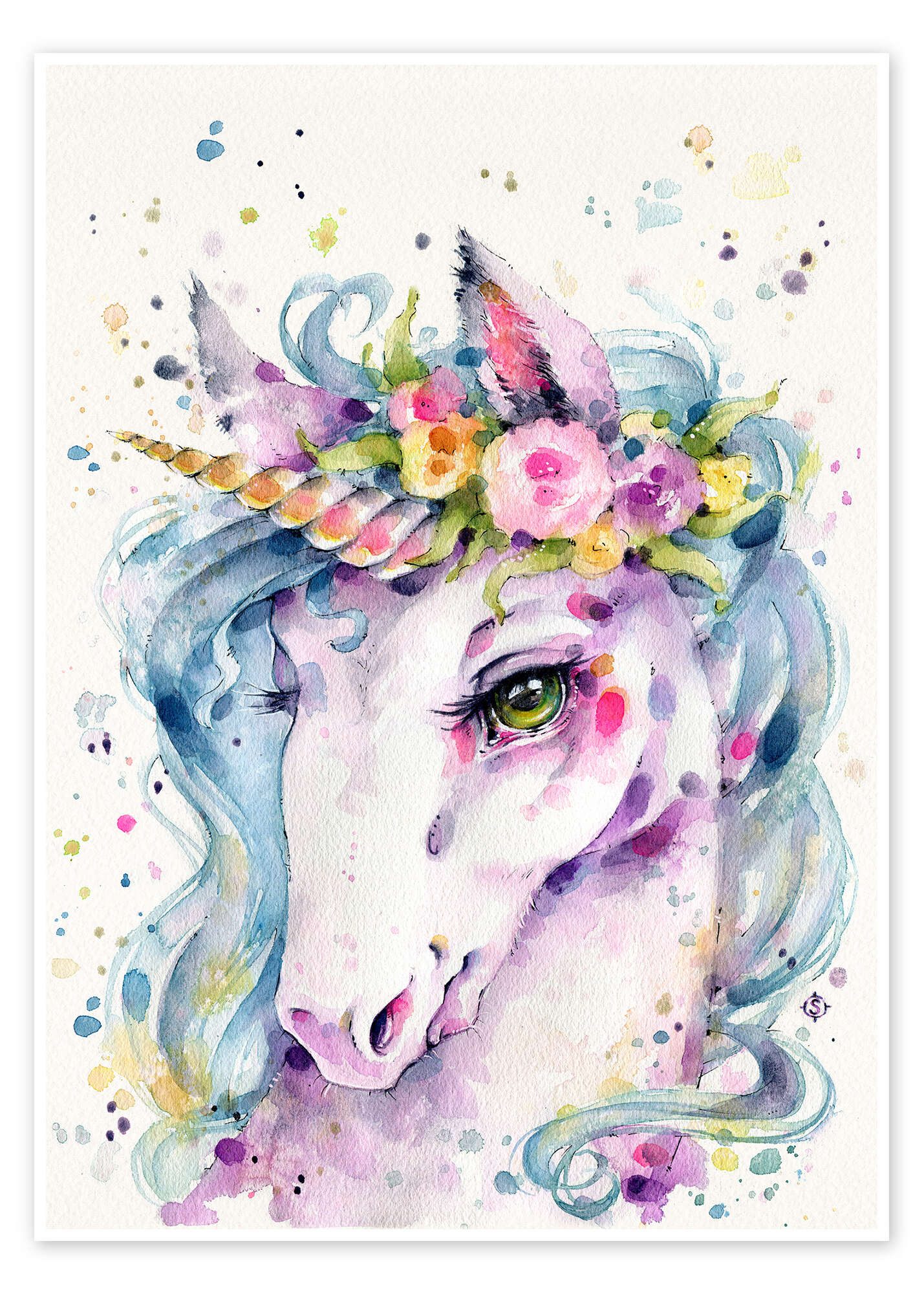 Posterlounge Poster Sillier Than Sally, Kleines Einhorn, Mädchenzimmer Kindermotive